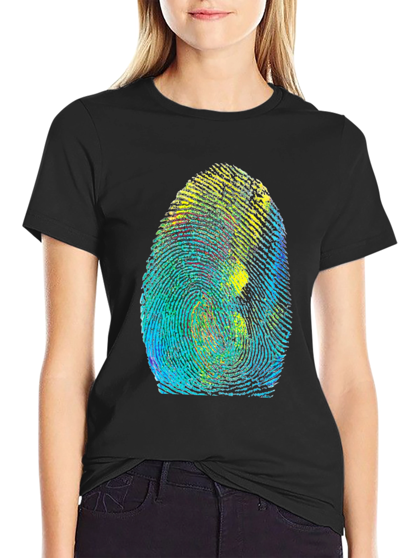 Unique Fingerprint Graphic T-Shirt - Black