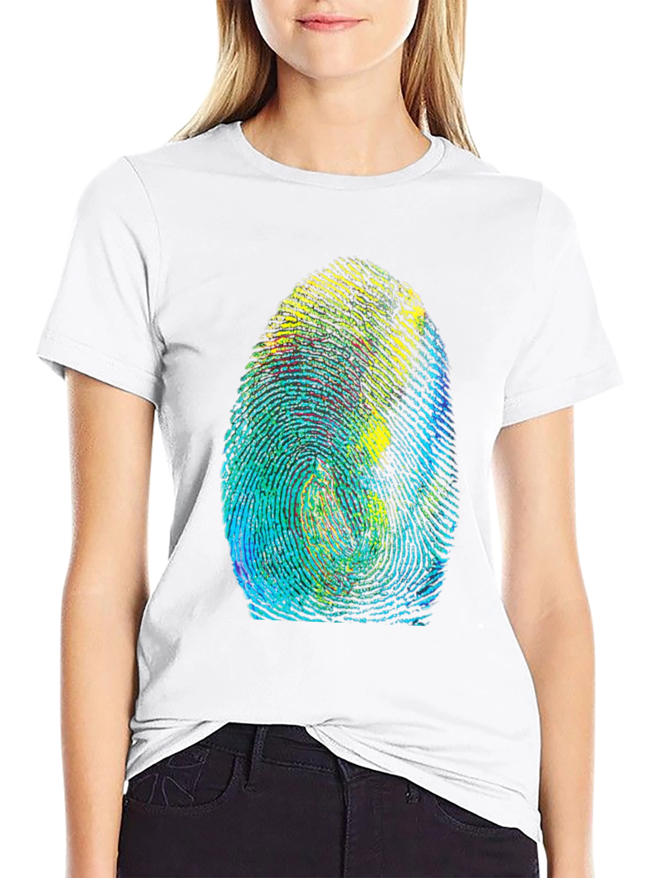 Unique Fingerprint Graphic T-Shirt - Black