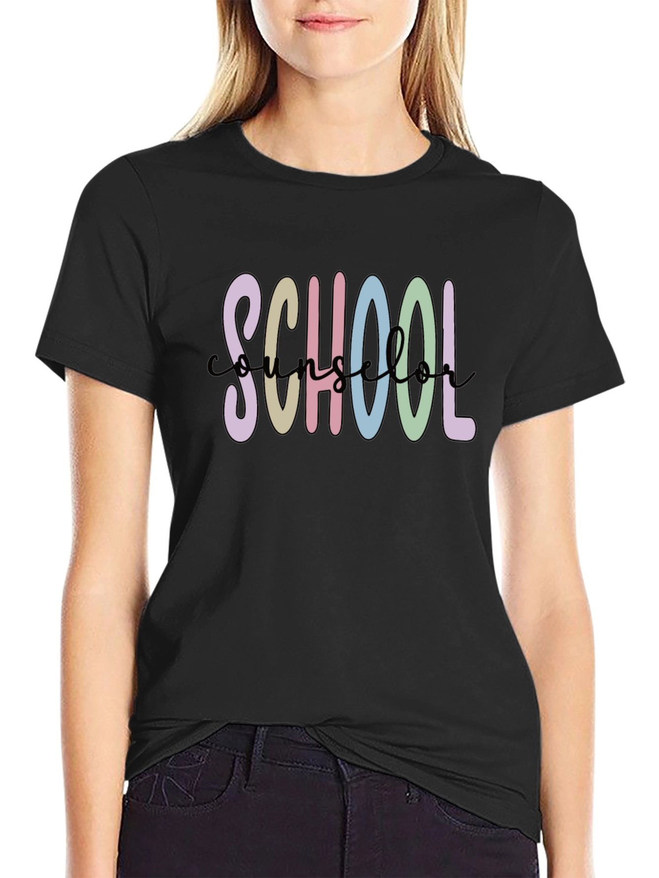 School Counselor T-Shirt - Black Cotton Blend