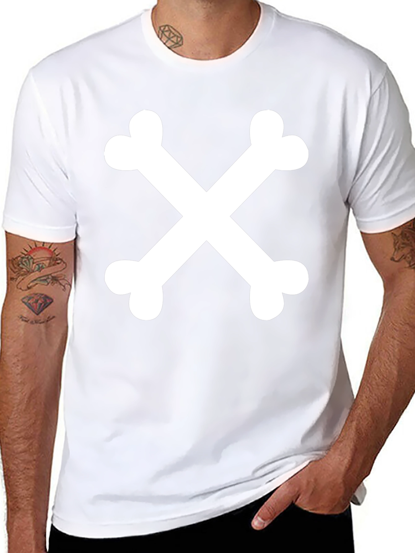 Bone Cross Graphic T-Shirt - Black