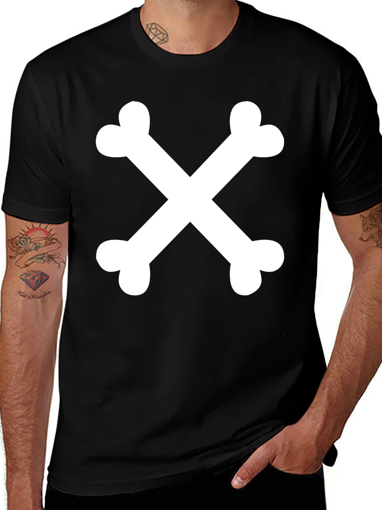 Bone Cross Graphic T-Shirt - Black