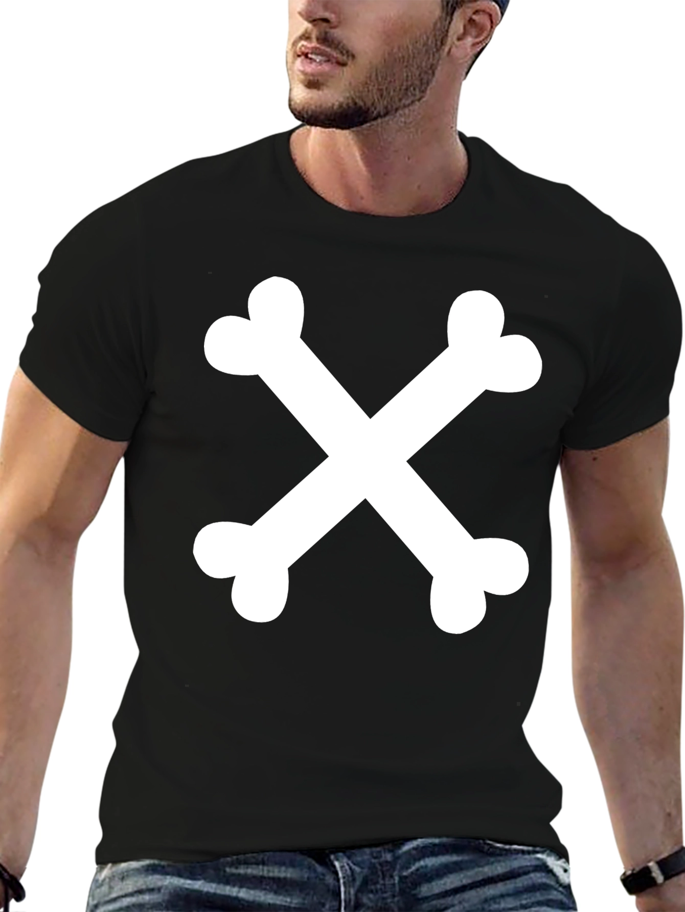 Bone Cross Graphic T-Shirt - Black
