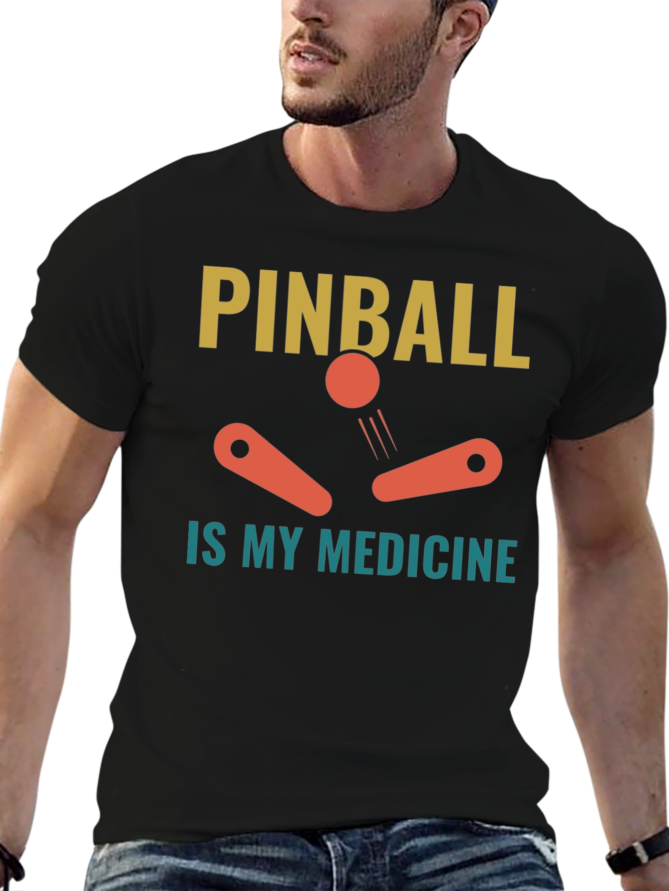 Pinball is My Medicine Black T-Shirt