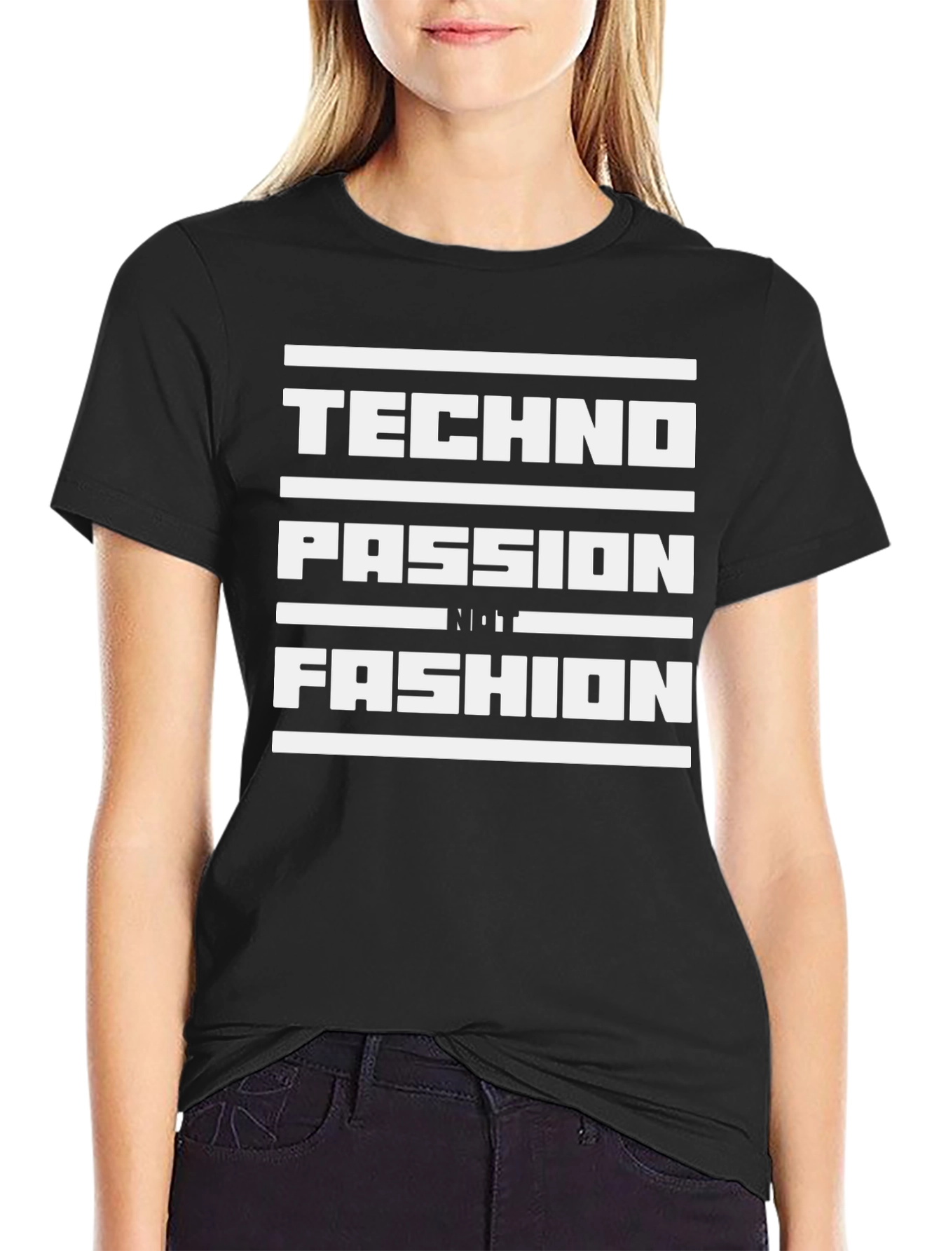 Techno Passion Not Fashion Black Graphic Tee