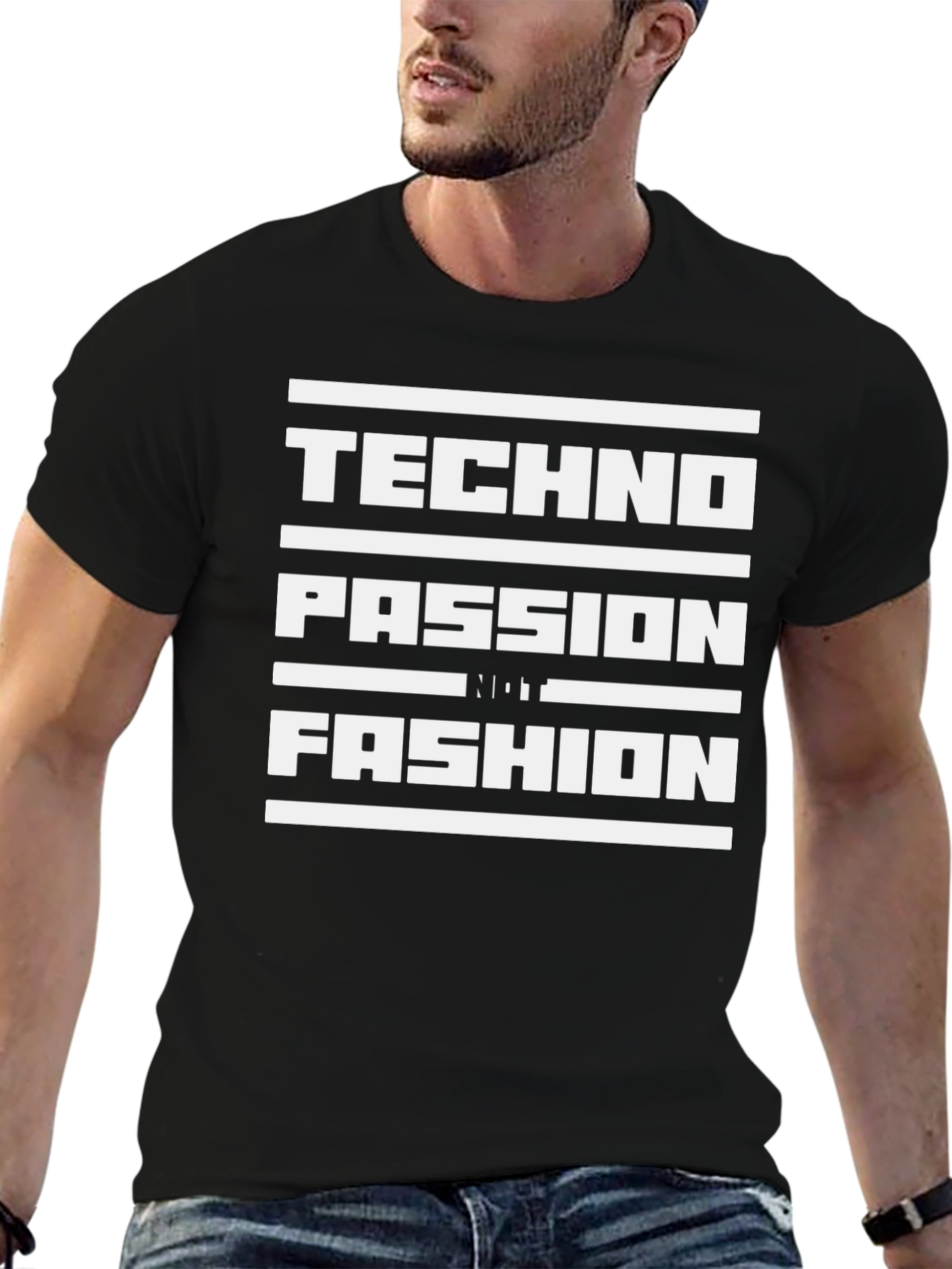Techno Passion Not Fashion Black Graphic Tee