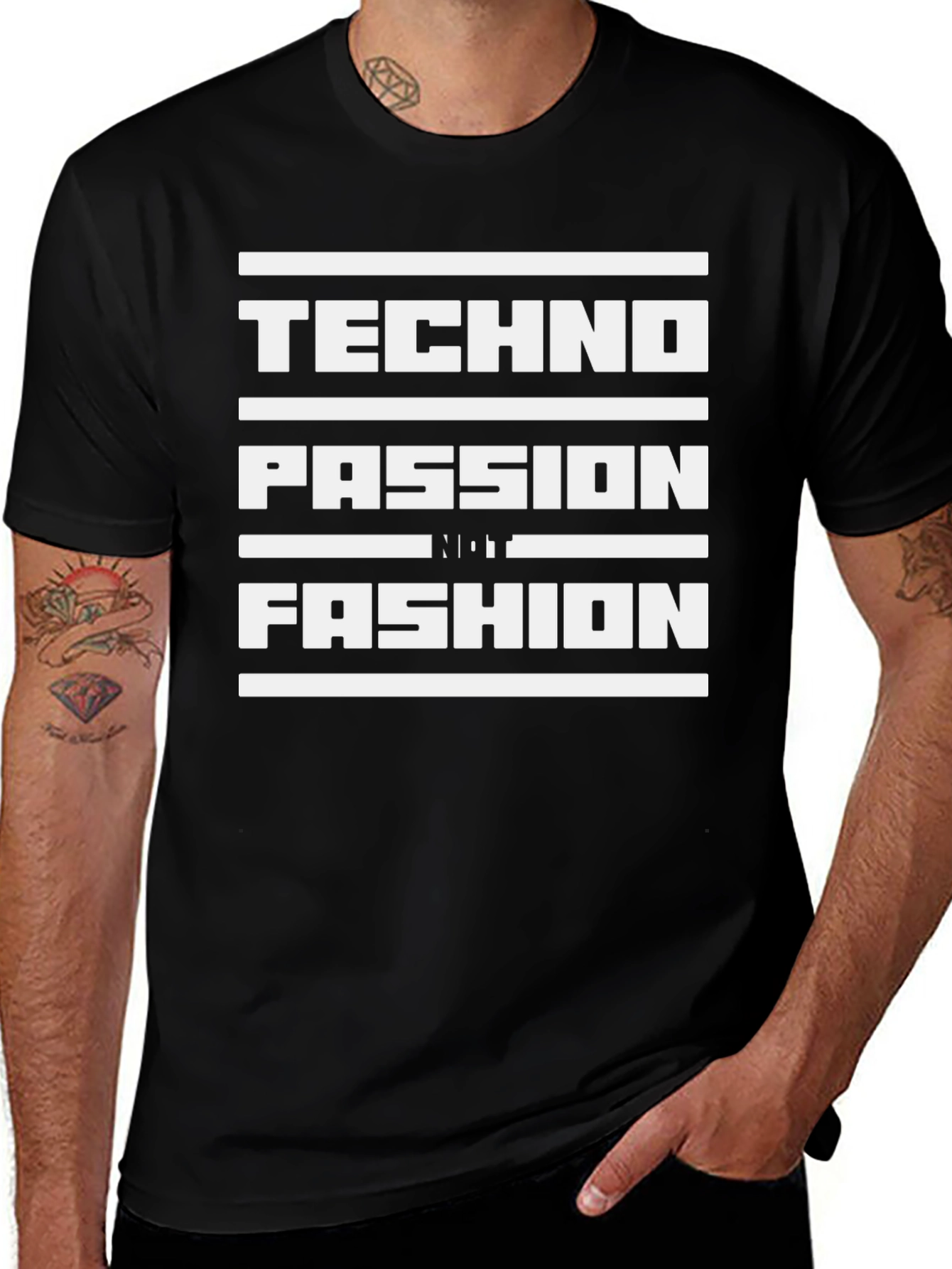 Techno Passion Not Fashion Black Graphic Tee