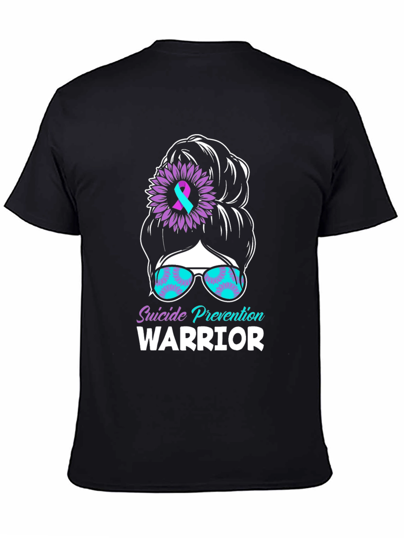 Suicide Prevention Warrior Messy Bun T-Shirt