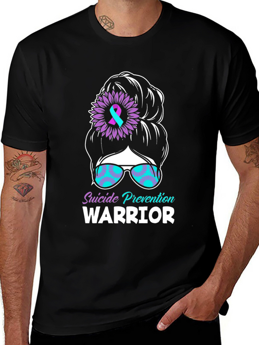 Suicide Prevention Warrior Messy Bun T-Shirt