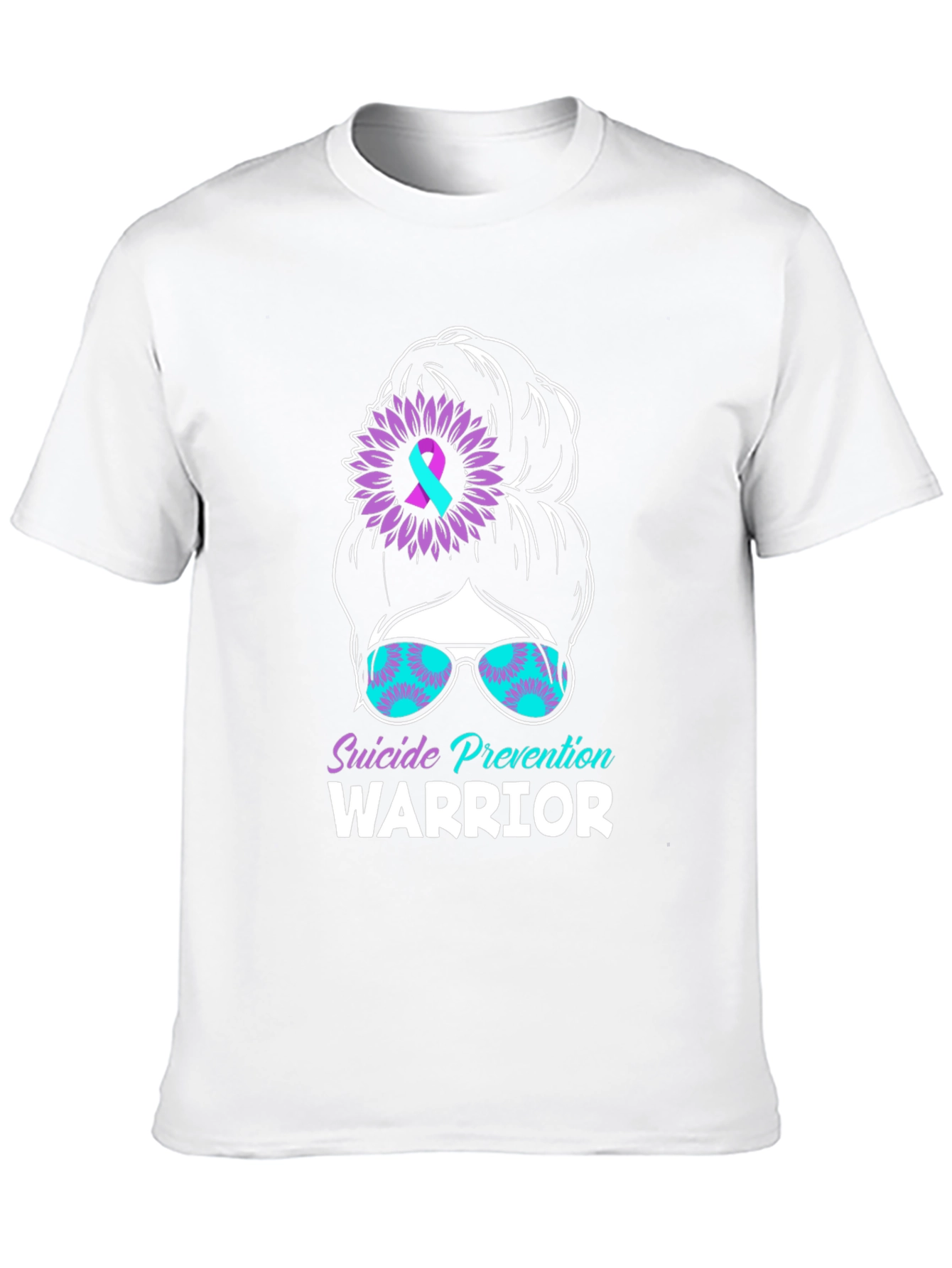 Suicide Prevention Warrior Messy Bun T-Shirt
