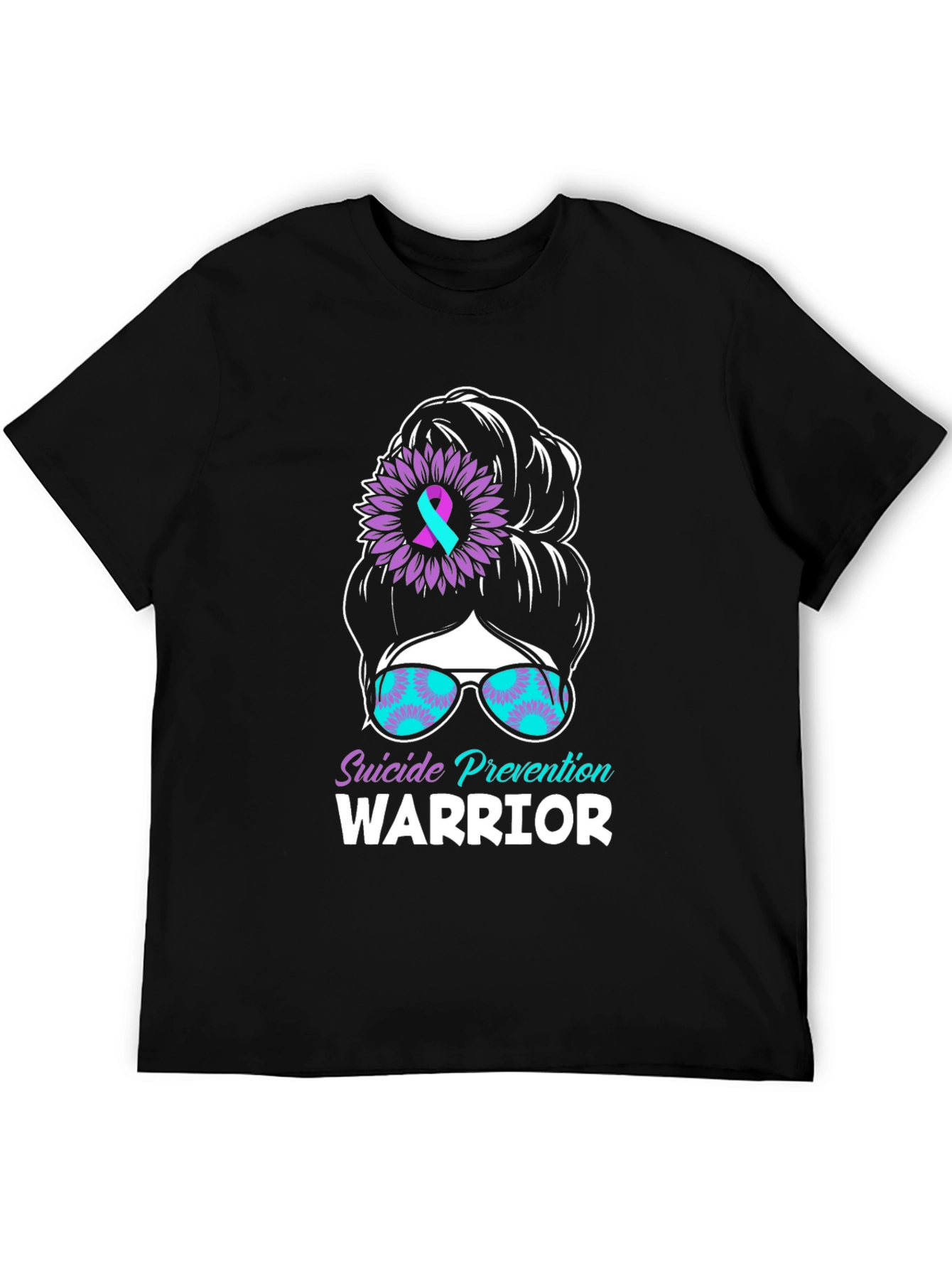 Suicide Prevention Warrior Messy Bun T-Shirt