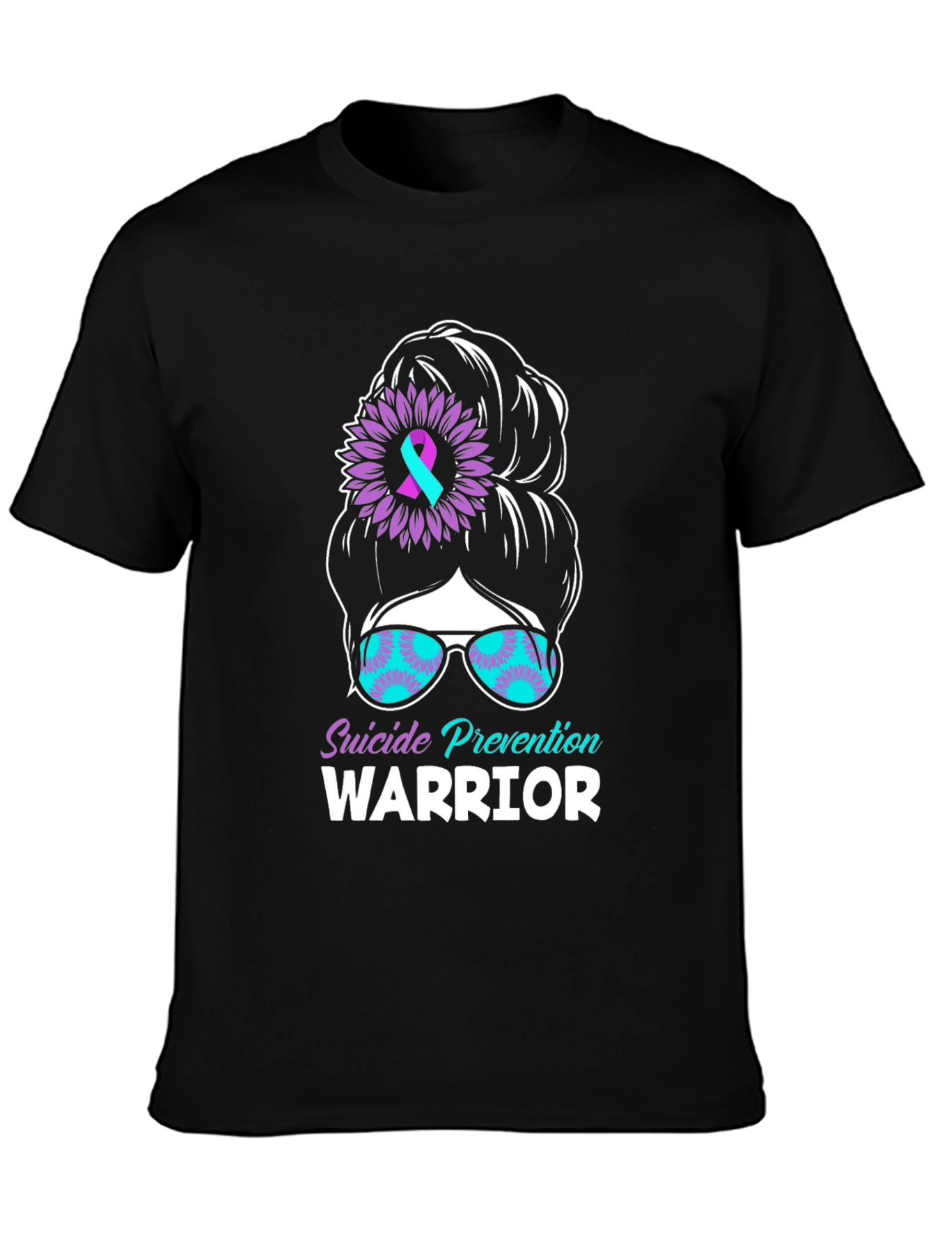 Suicide Prevention Warrior Messy Bun T-Shirt