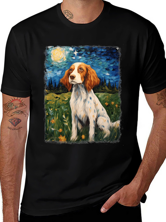 Brittany Spaniel Starry Night Graphic Tee