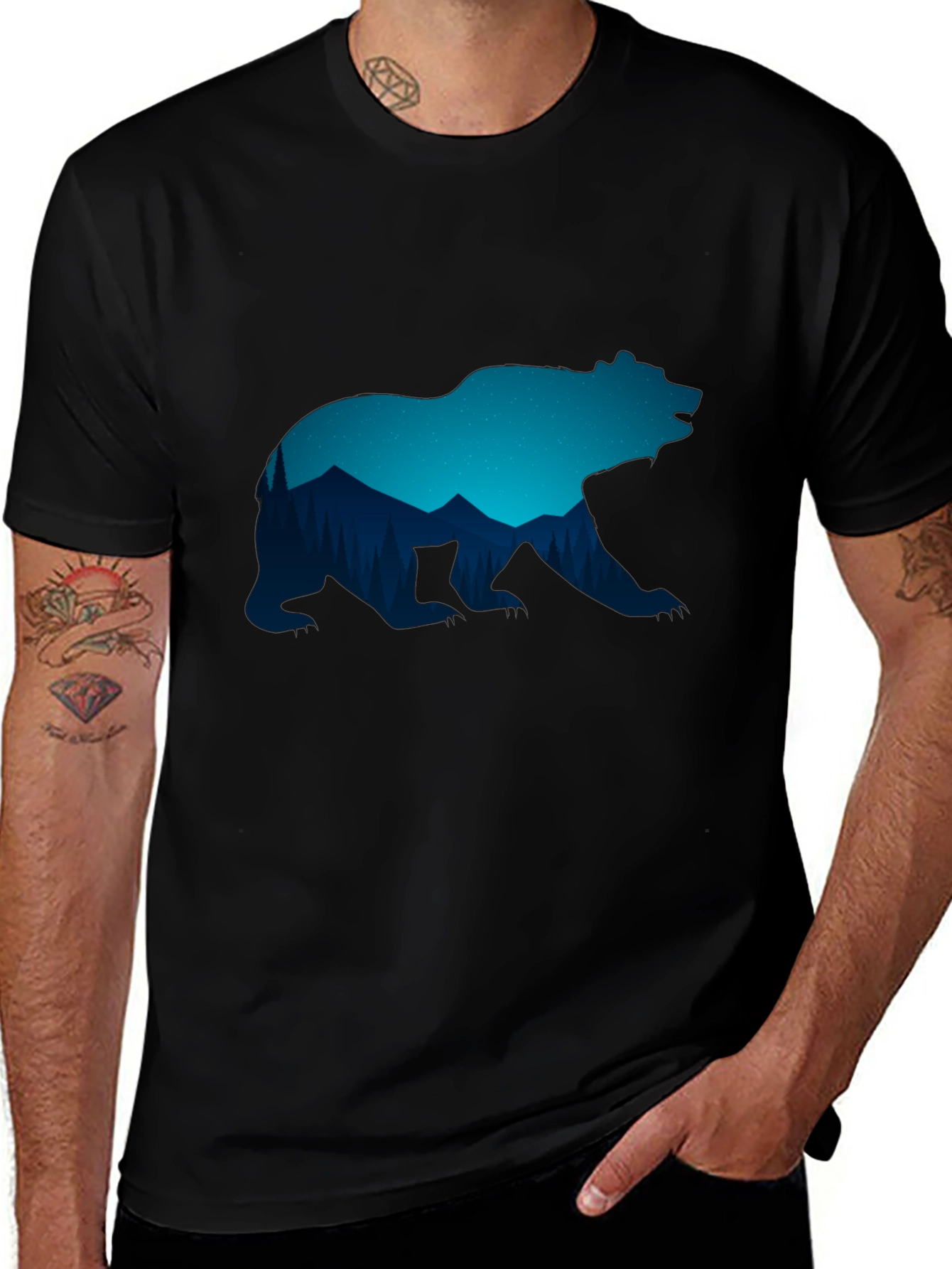 Bear Silhouette Graphic T-Shirt