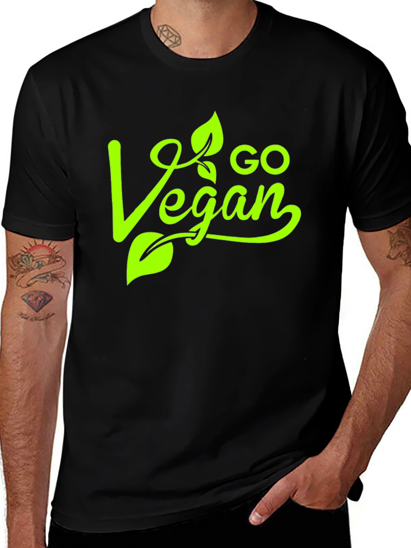 Go Vegan Graphic Tee - Stylish Black T-Shirt