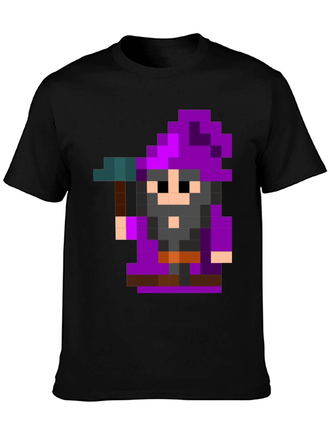 Pixel Art Wizard Black T-Shirt