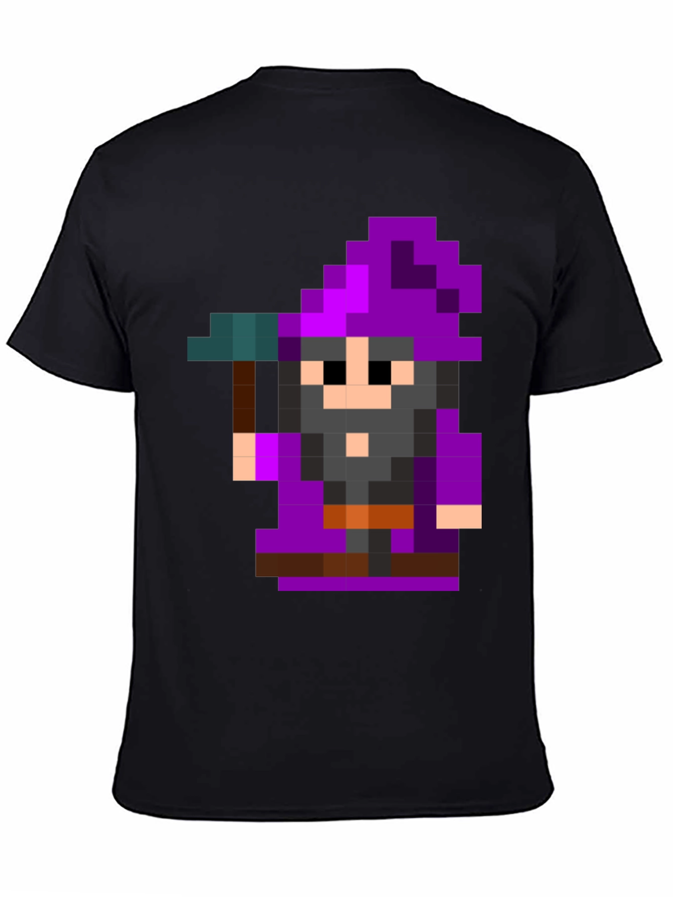 Pixel Art Wizard Black T-Shirt