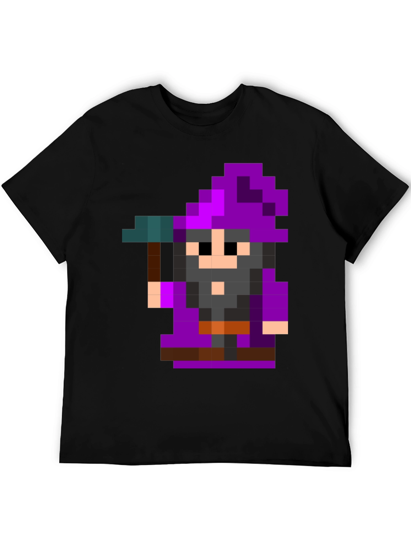 Pixel Art Wizard Black T-Shirt