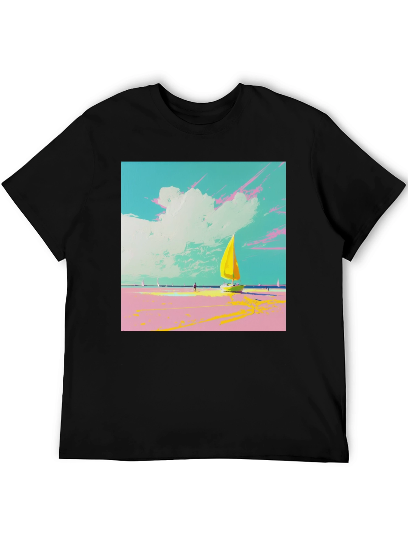 Sailboat Beach T-Shirt: Vibrant Graphic Tee
