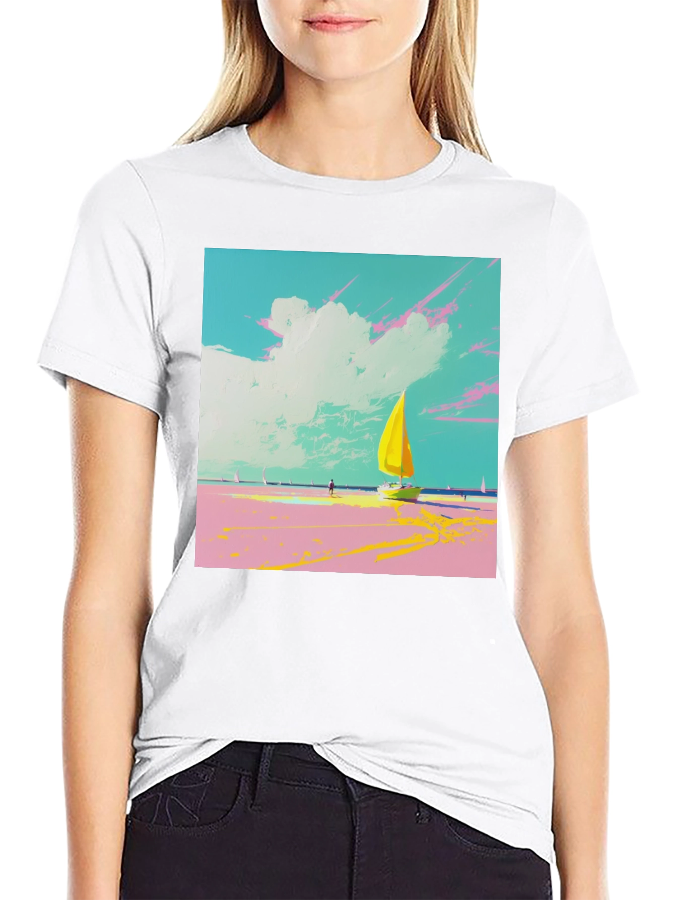 Sailboat Beach T-Shirt: Vibrant Graphic Tee
