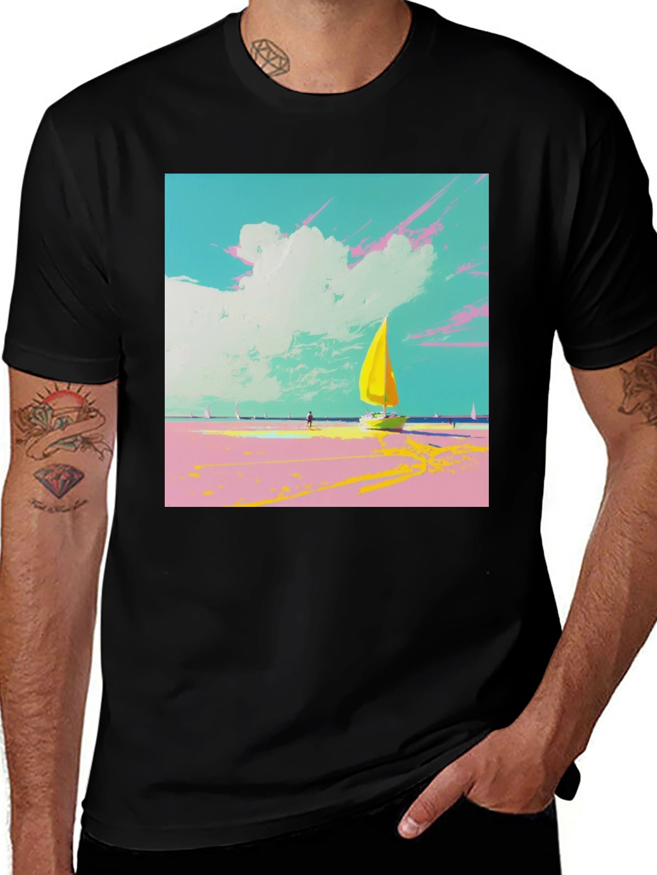 Sailboat Beach T-Shirt: Vibrant Graphic Tee