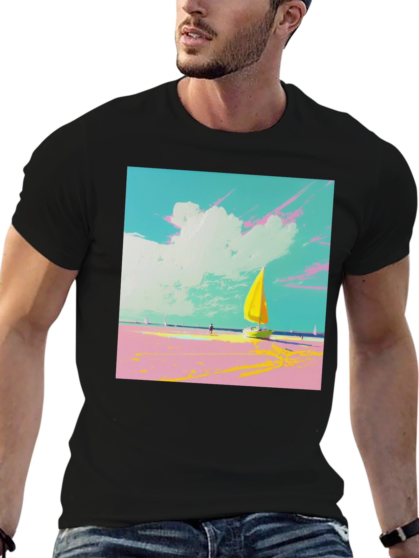 Sailboat Beach T-Shirt: Vibrant Graphic Tee