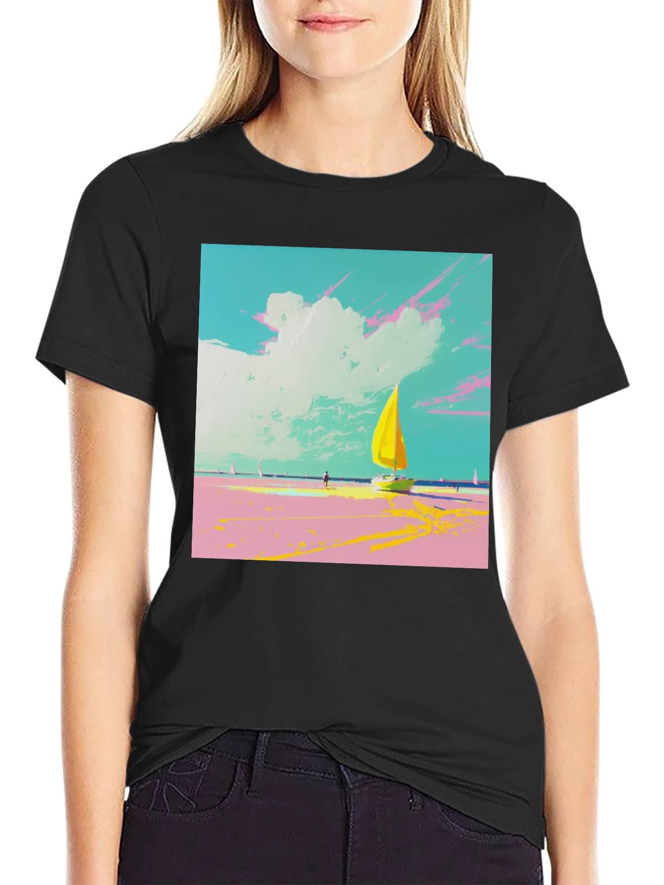 Sailboat Beach T-Shirt: Vibrant Graphic Tee