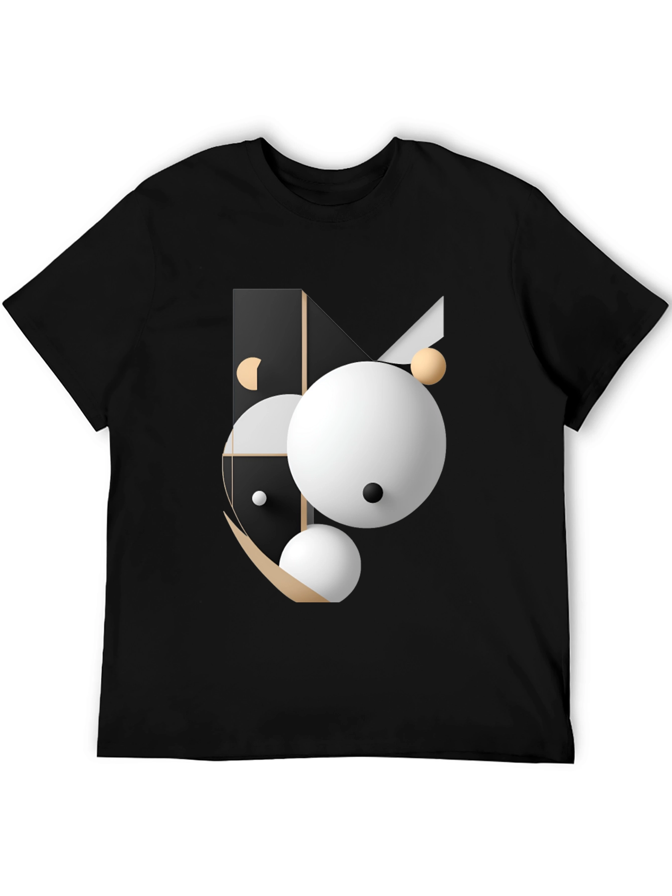 Abstract Geometric Graphic Print Black T-Shirt