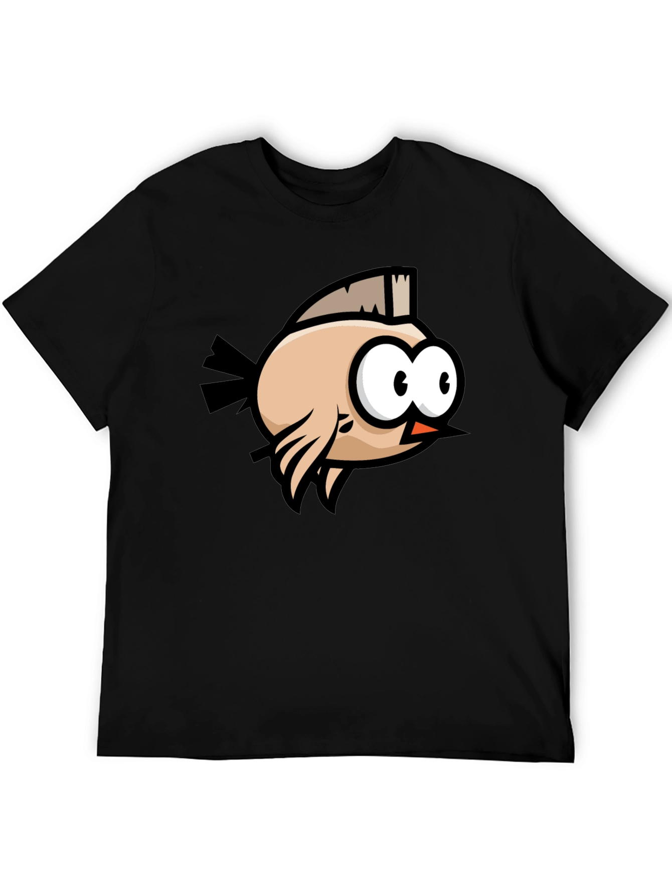 Cartoon Bird Graphic Tee - Black T-Shirt