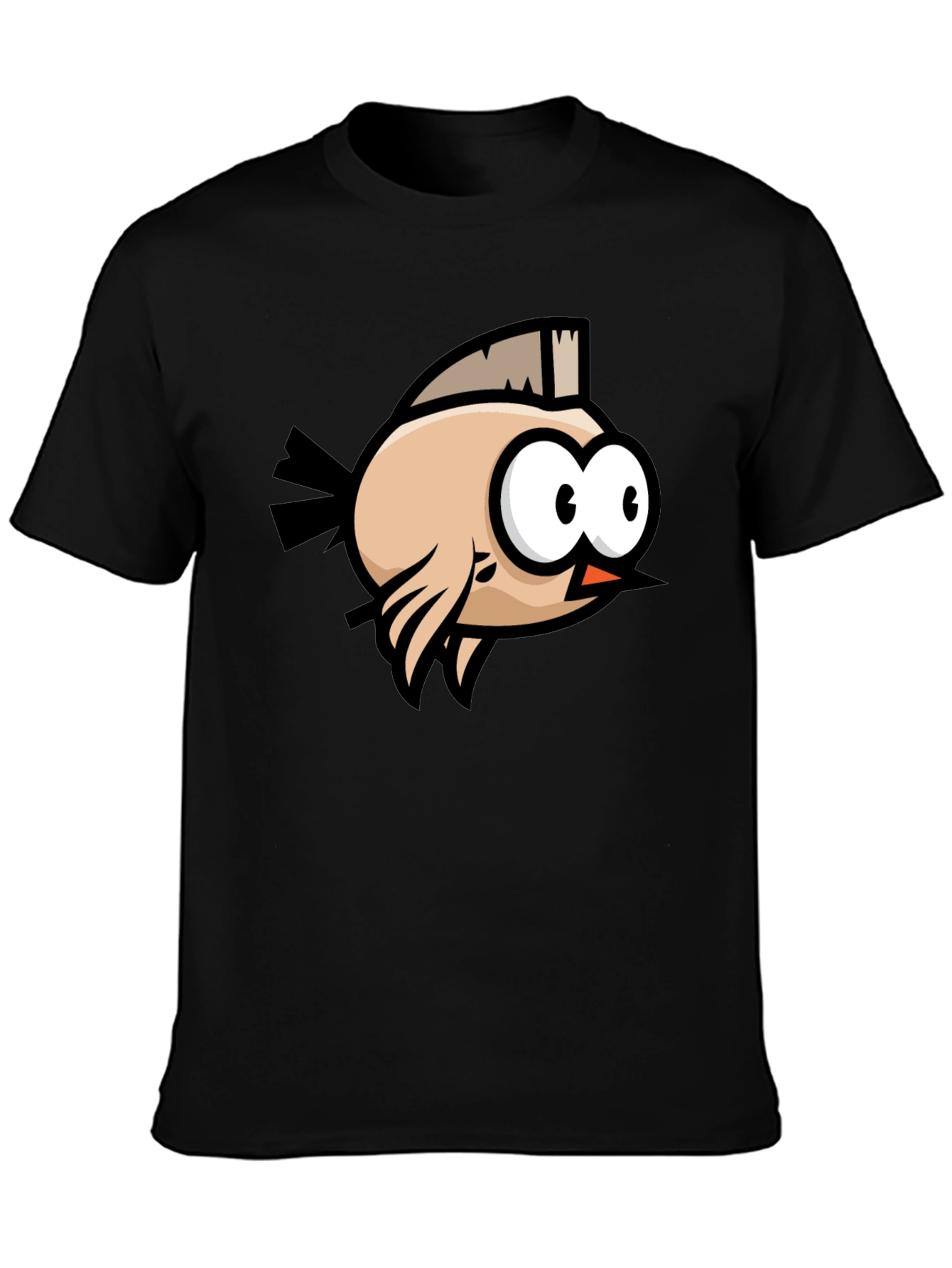 Cartoon Bird Graphic Tee - Black T-Shirt