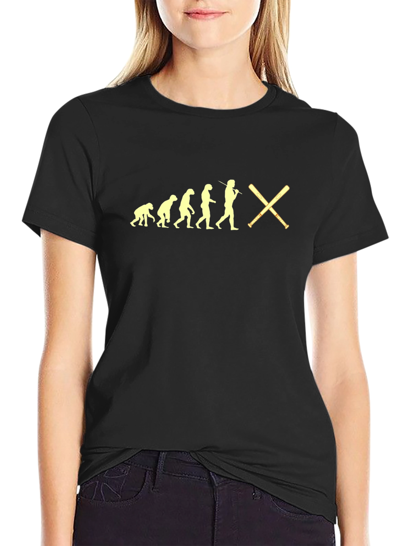 Evolution of Baseball Black Graphic Tee
