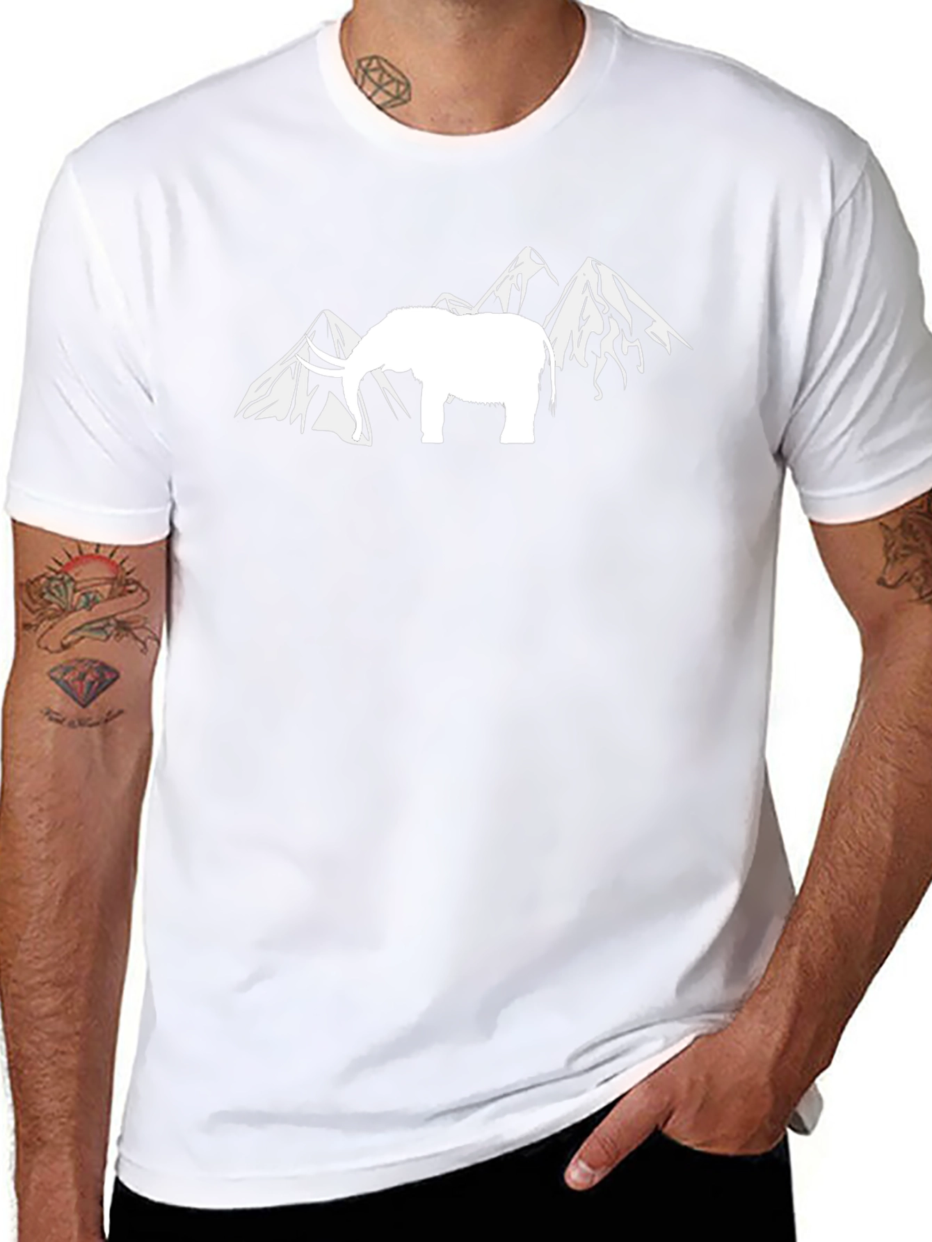 Elephant & Mountain Graphic Tee - Black