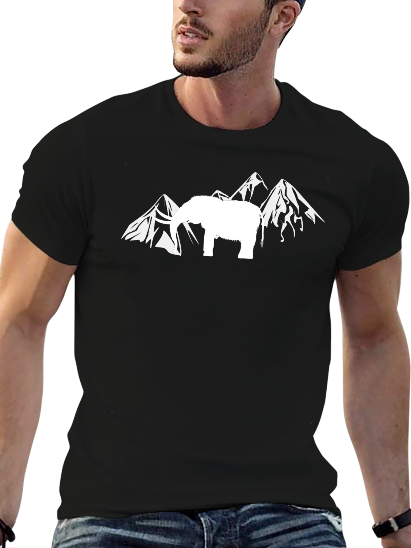 Elephant & Mountain Graphic Tee - Black