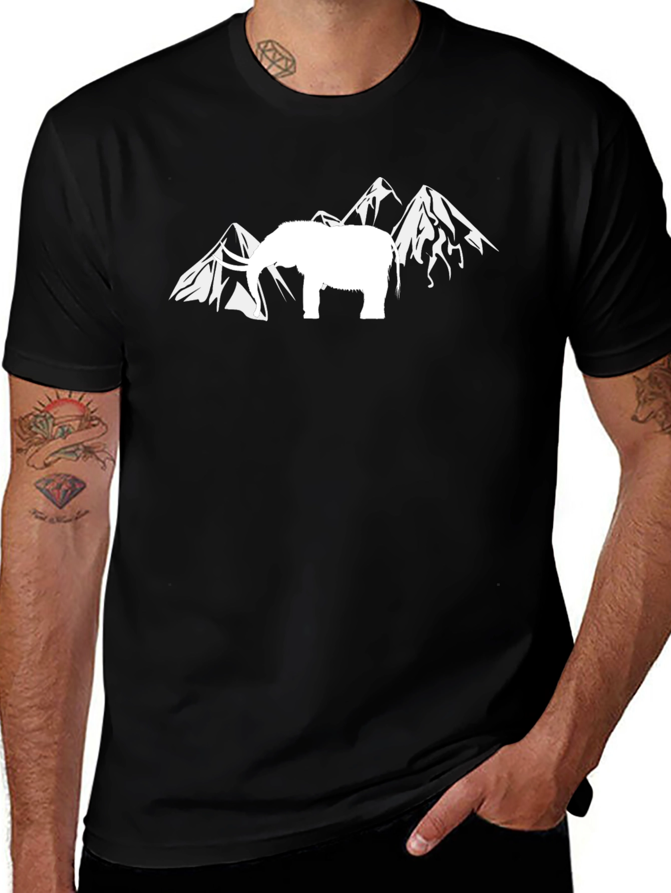 Elephant & Mountain Graphic Tee - Black