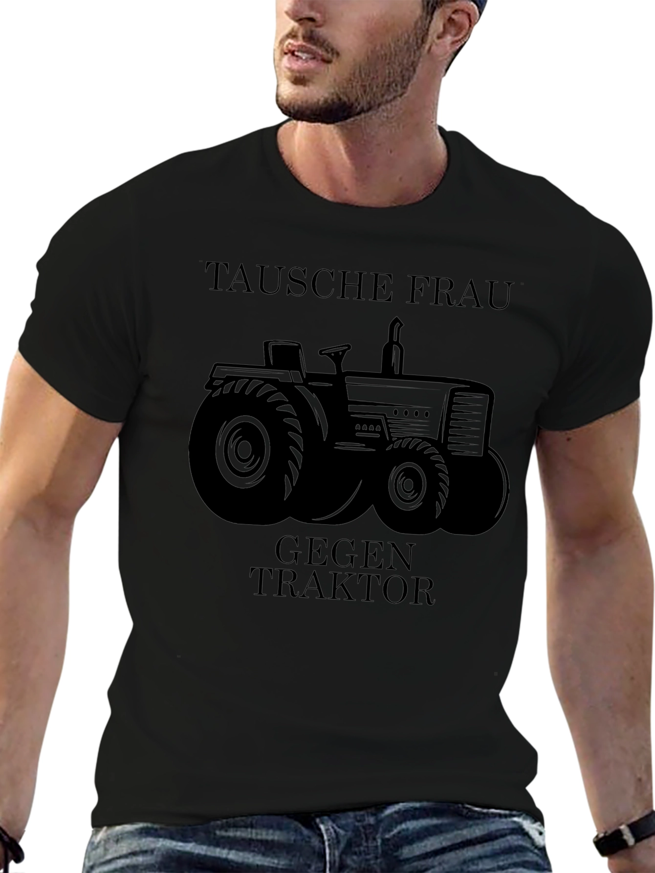Tausche Frau Gegen Traktor Mens Black T-Shirt
