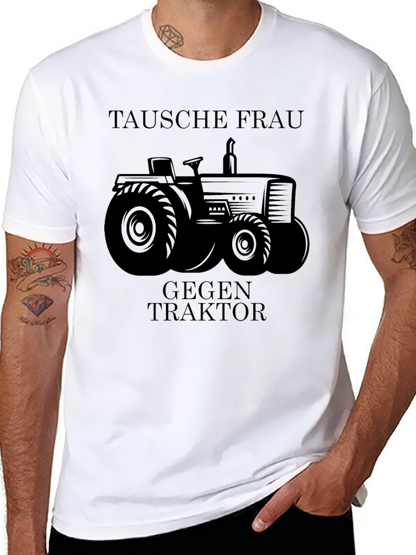Tausche Frau Gegen Traktor Mens Black T-Shirt