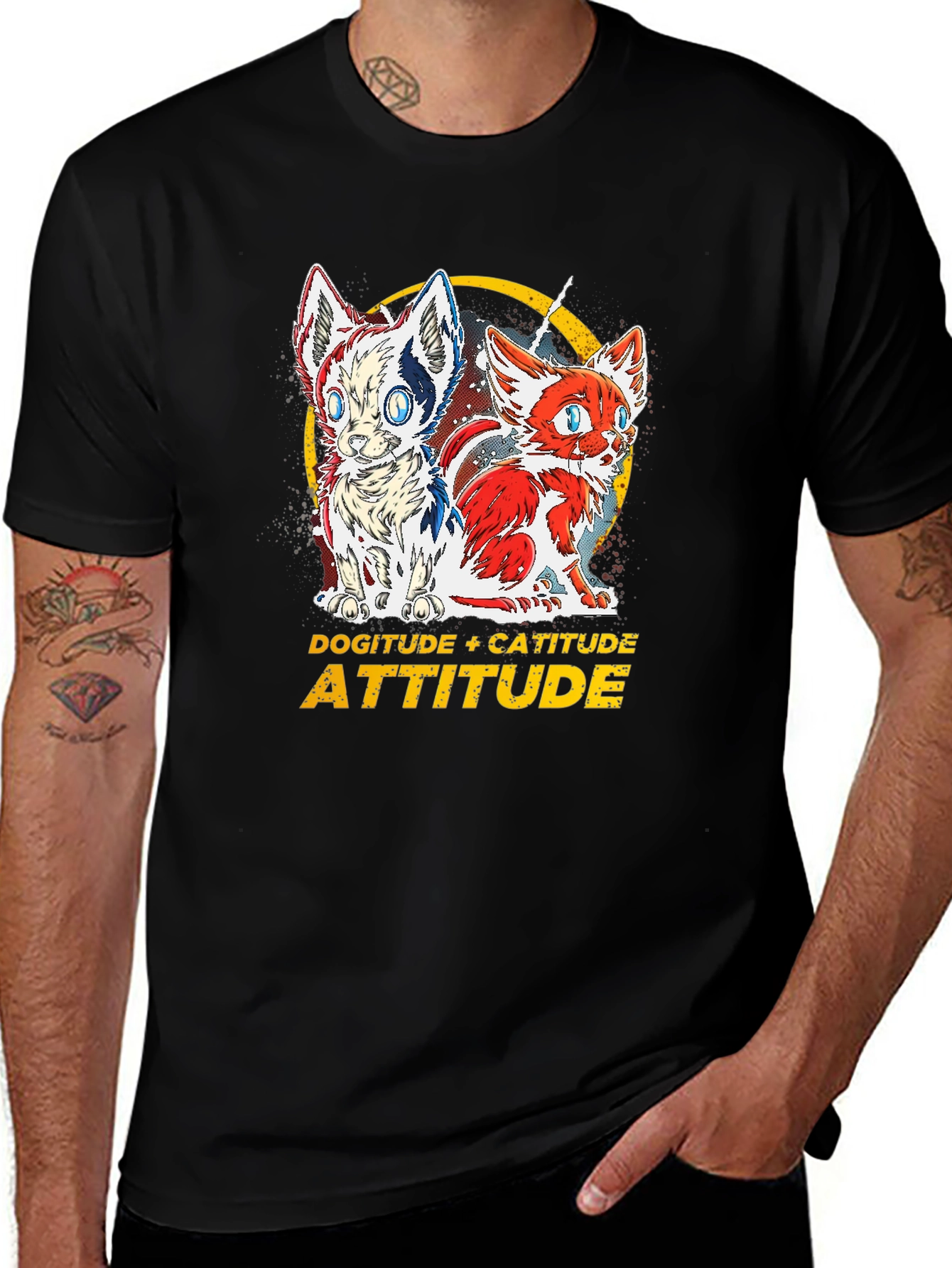 Dogitude Catitude Attitude Graphic T-Shirt