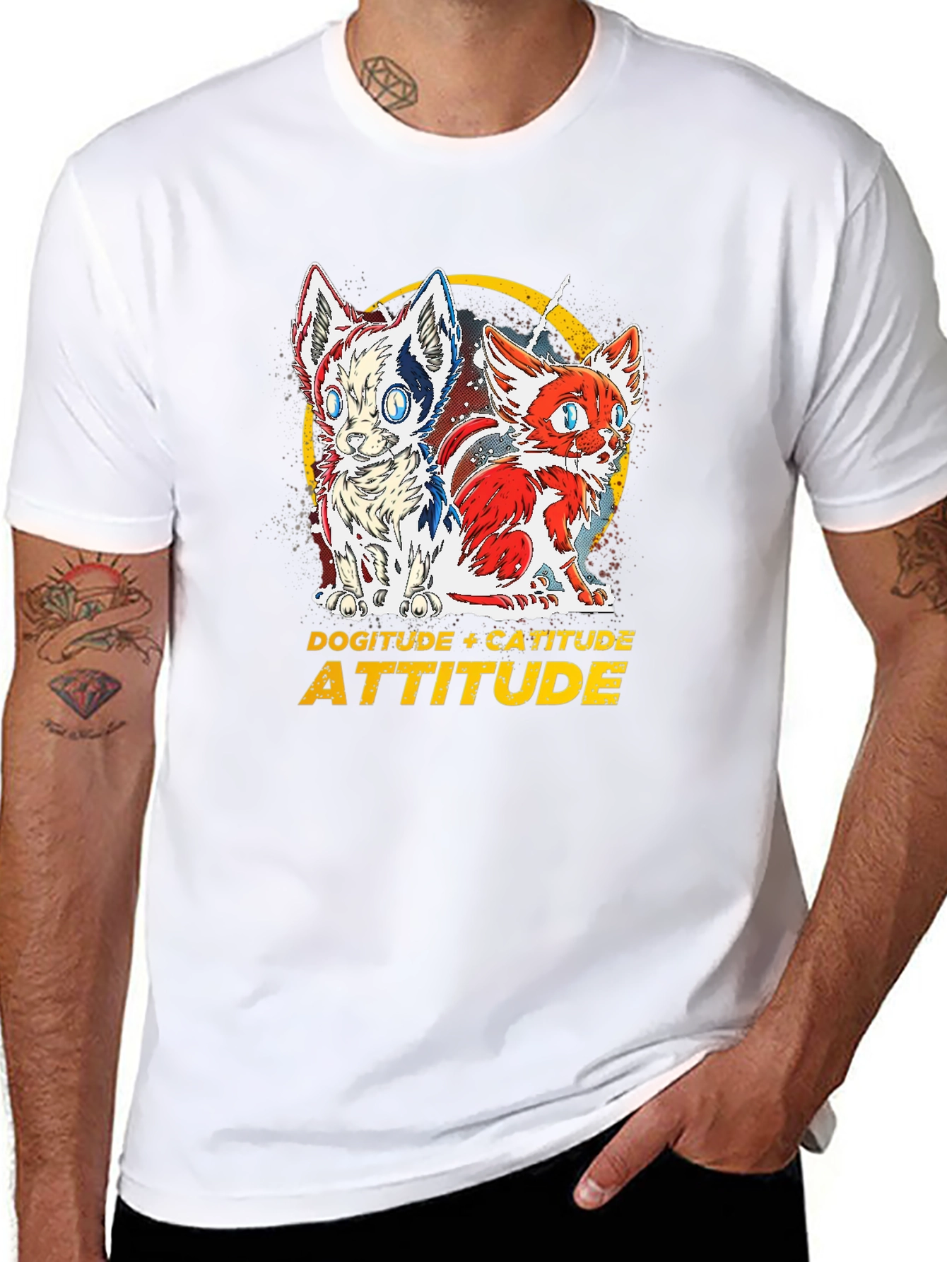 Dogitude Catitude Attitude Graphic T-Shirt