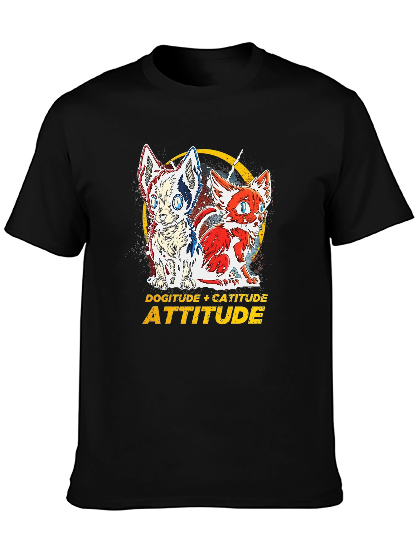 Dogitude Catitude Attitude Graphic T-Shirt