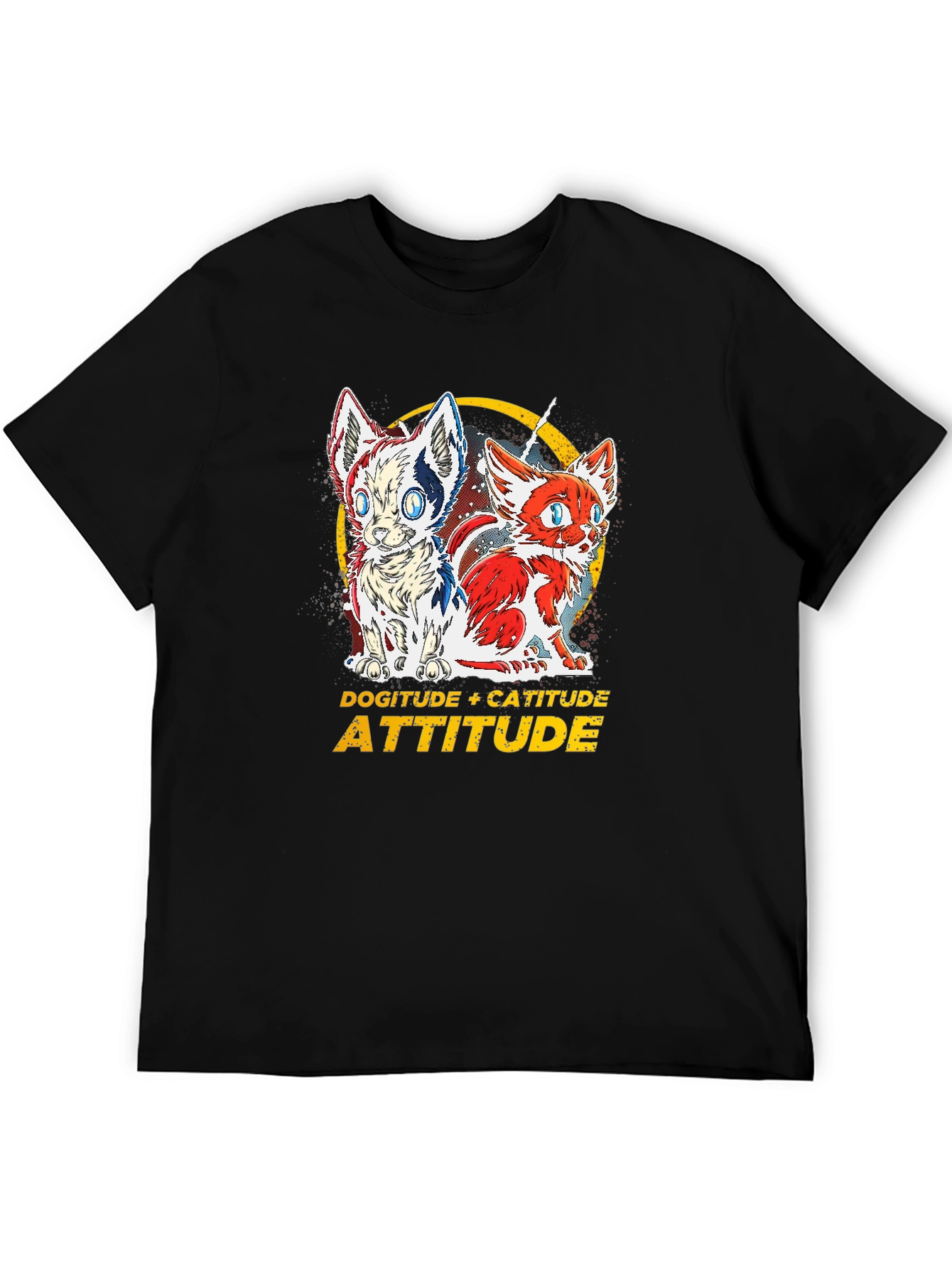 Dogitude Catitude Attitude Graphic T-Shirt
