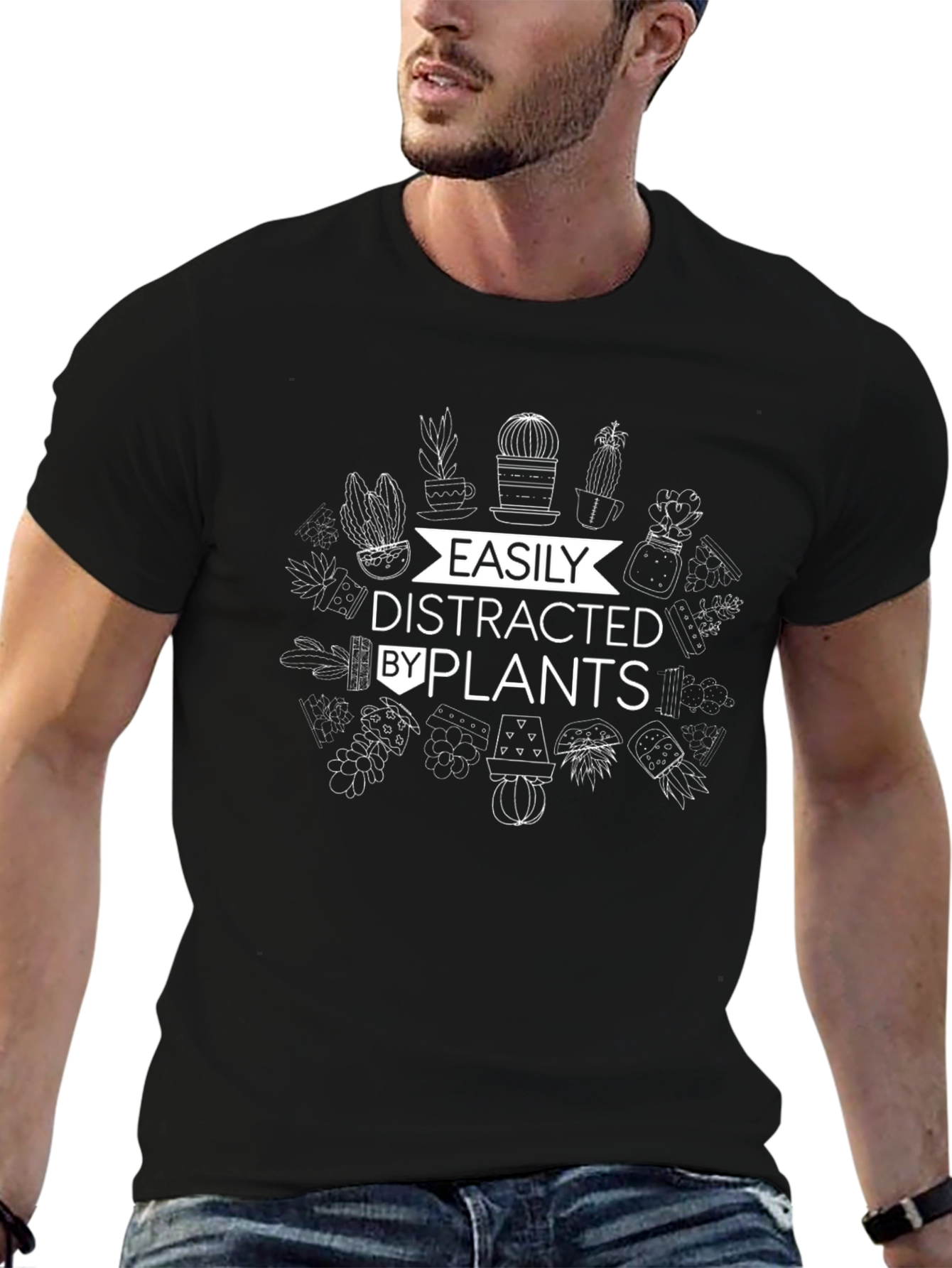 Easily Distracted by Plants T-Shirt - Black