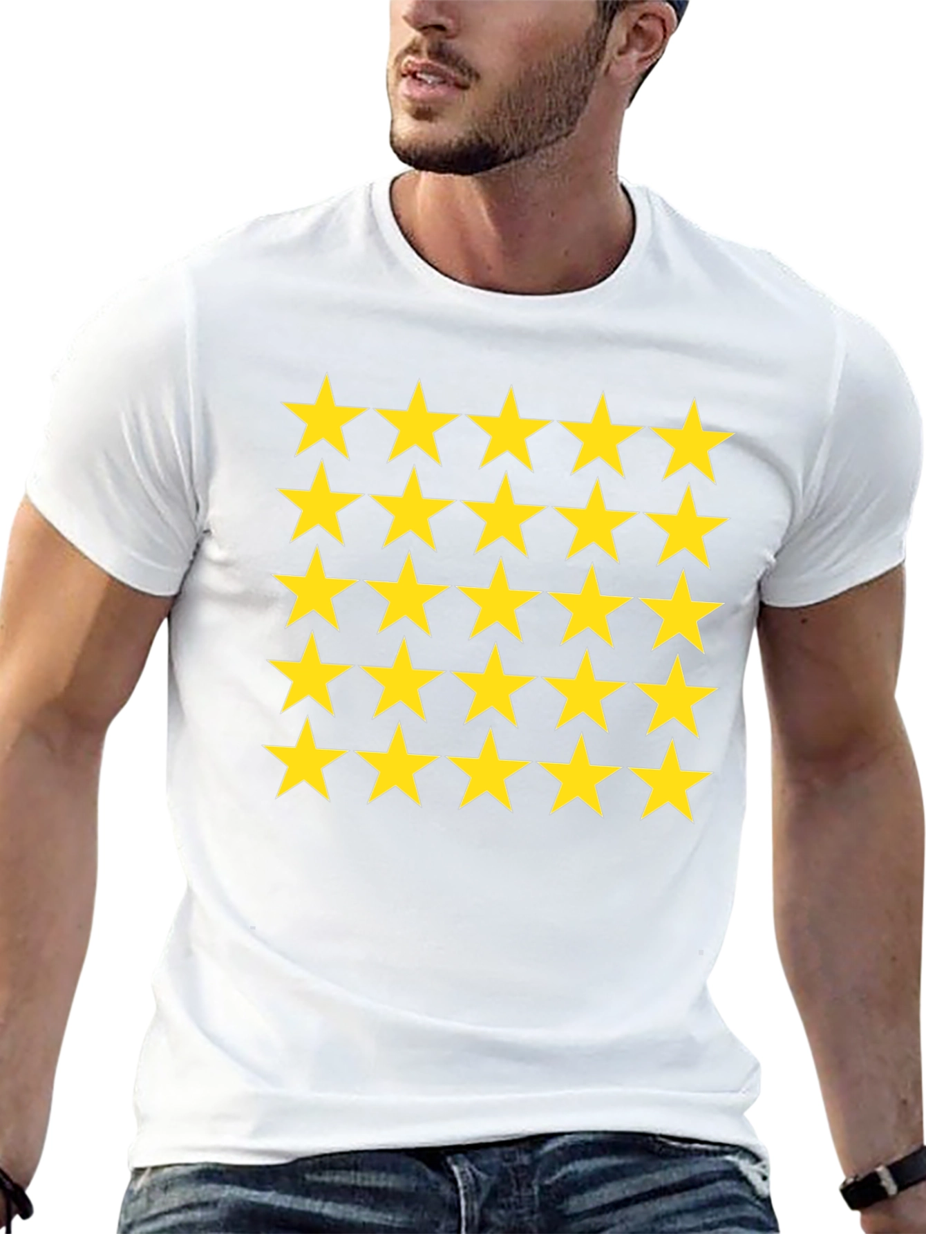 Star Pattern Black T-Shirt