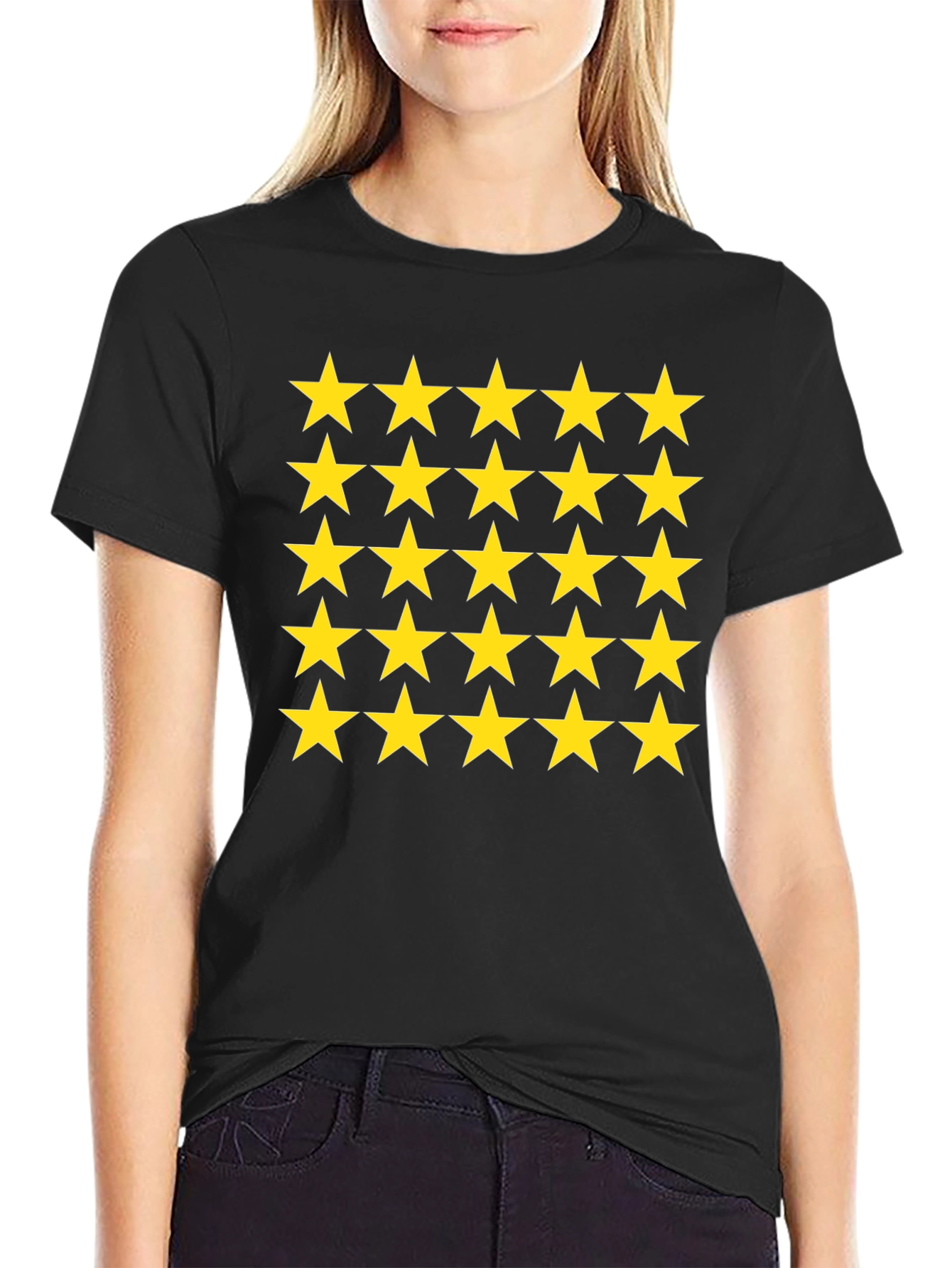 Star Pattern Black T-Shirt