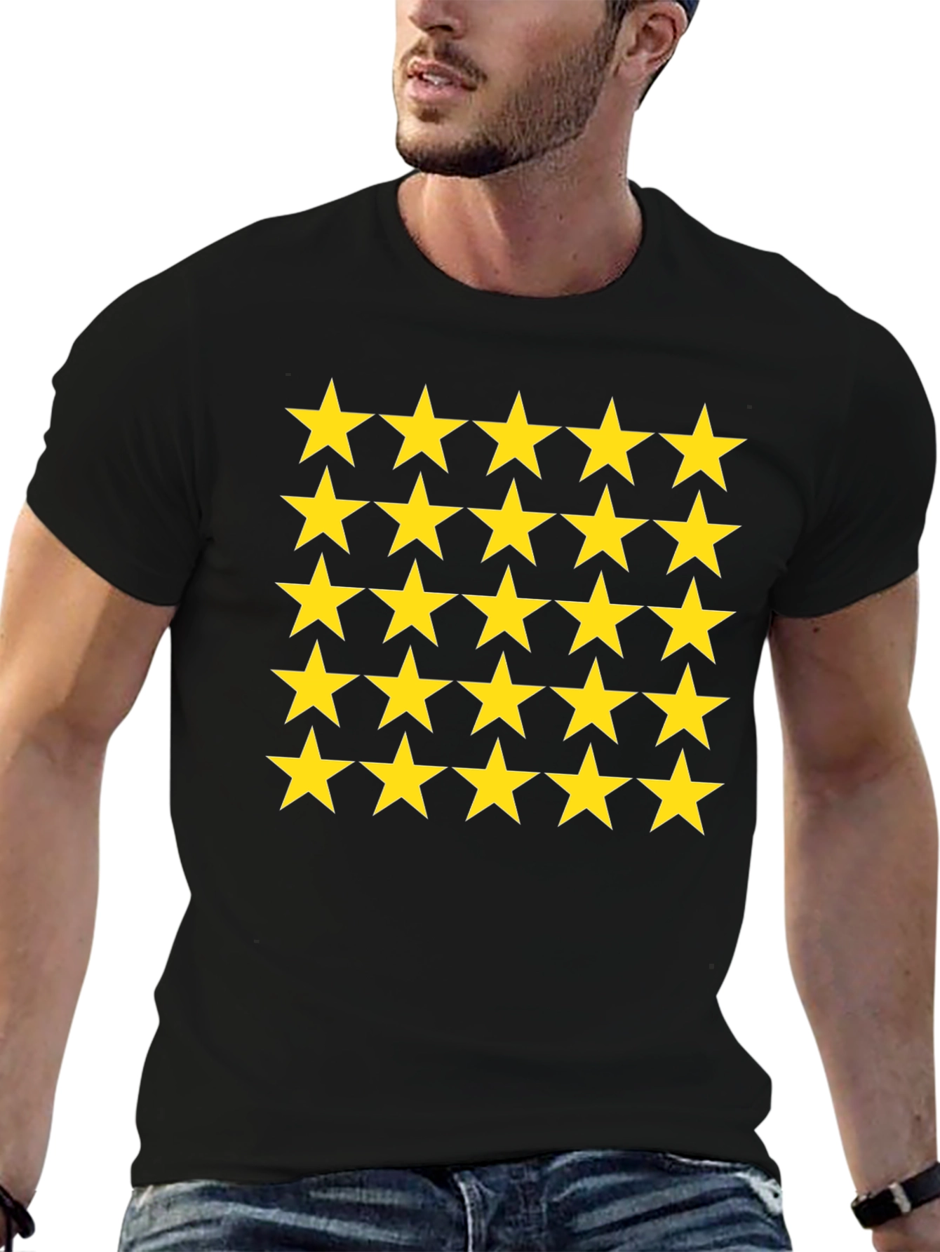 Star Pattern Black T-Shirt