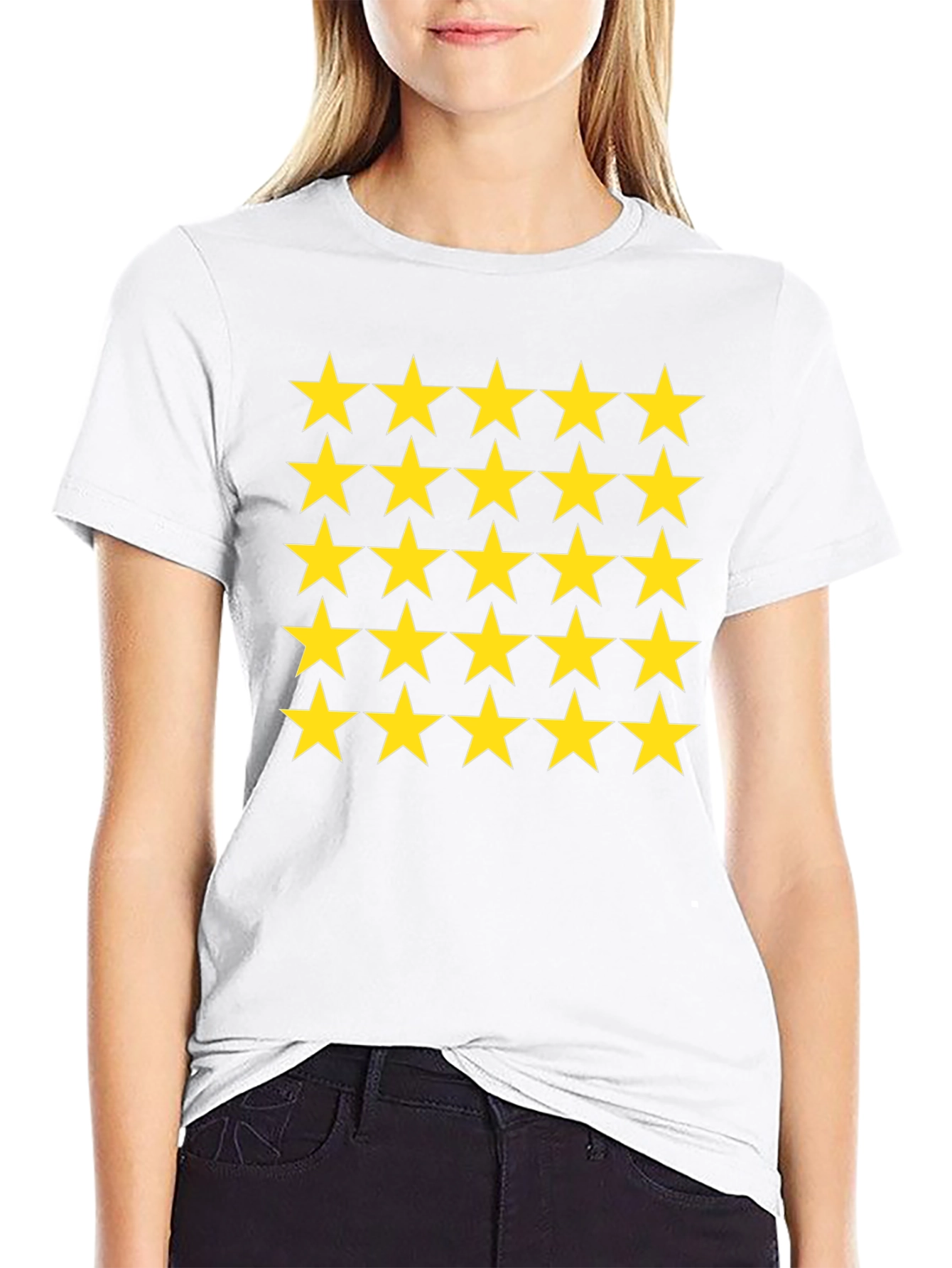 Star Pattern Black T-Shirt