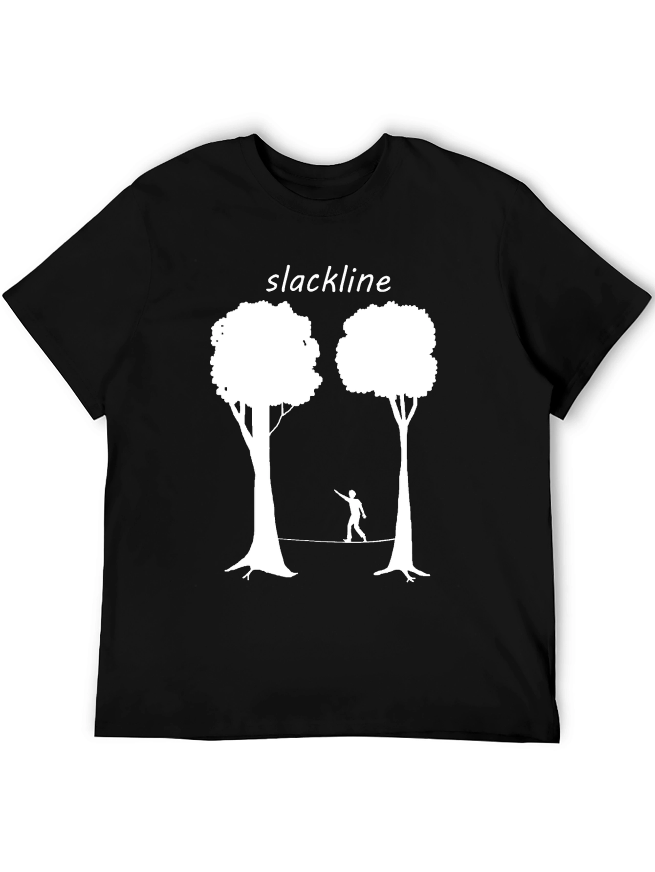 Slackline Trees Graphic Tee - Black Cotton T-Shirt