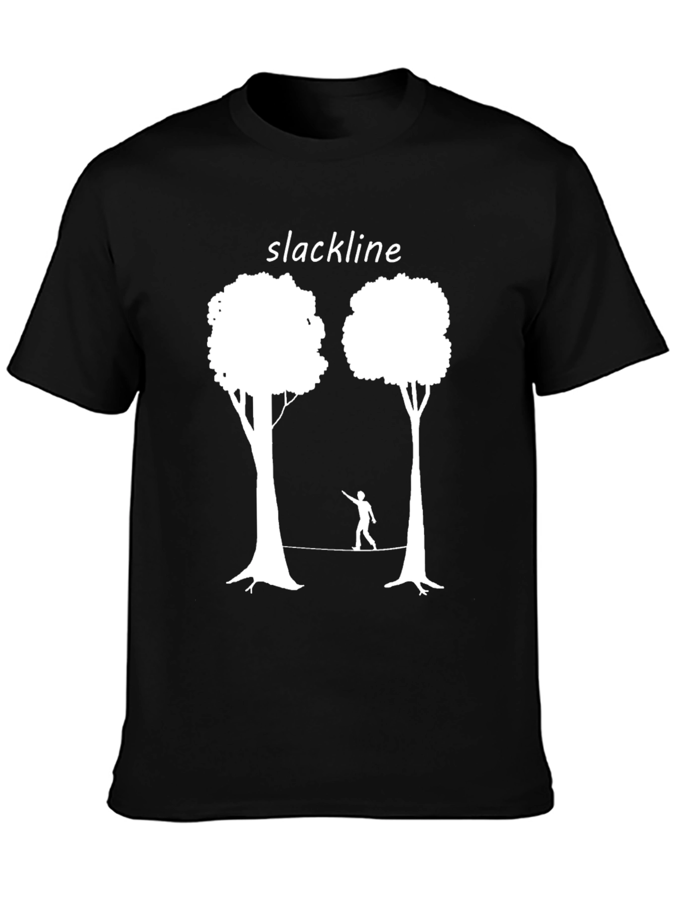 Slackline Trees Graphic Tee - Black Cotton T-Shirt