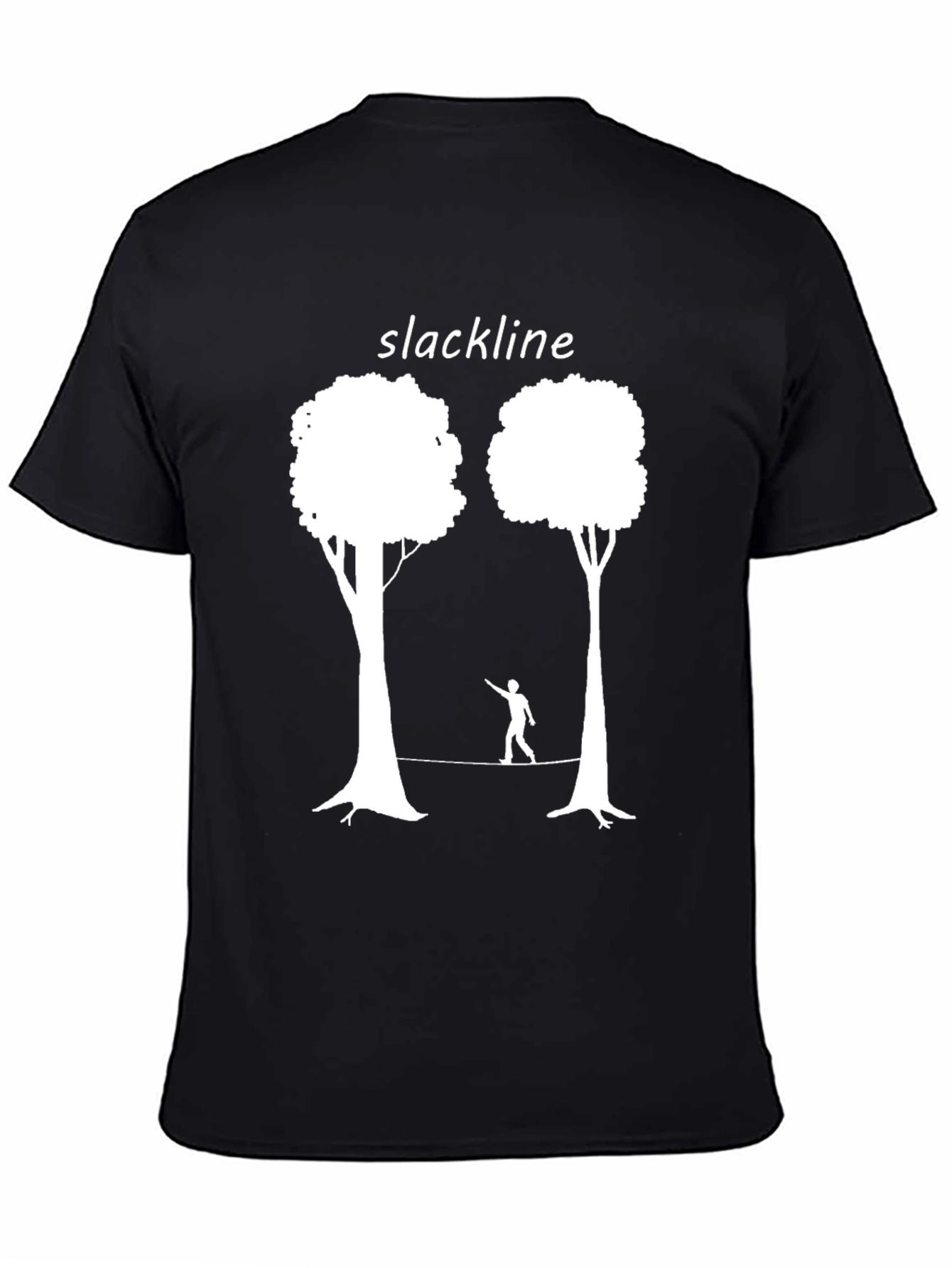 Slackline Trees Graphic Tee - Black Cotton T-Shirt