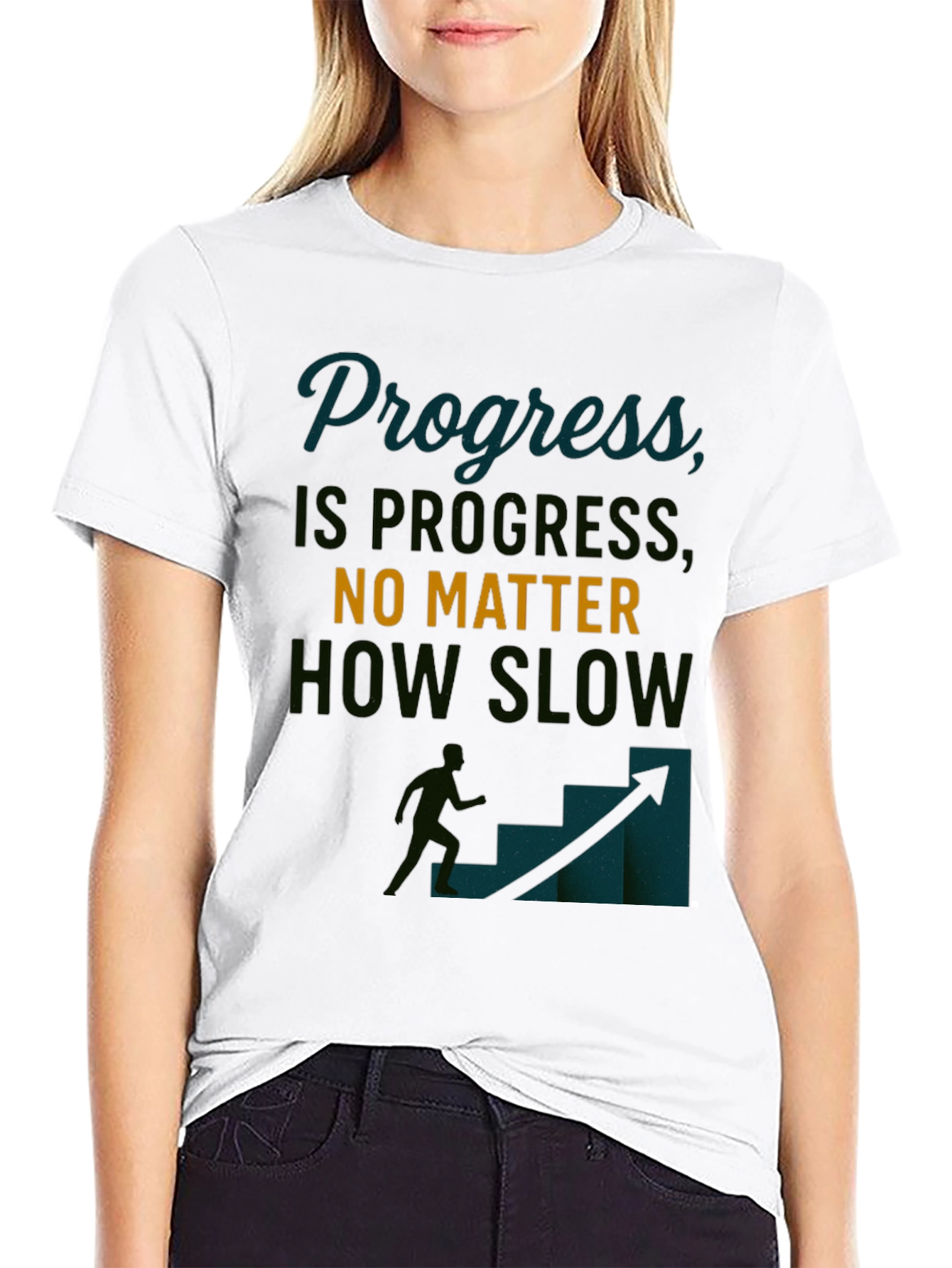Progress Motivational Black T-Shirt