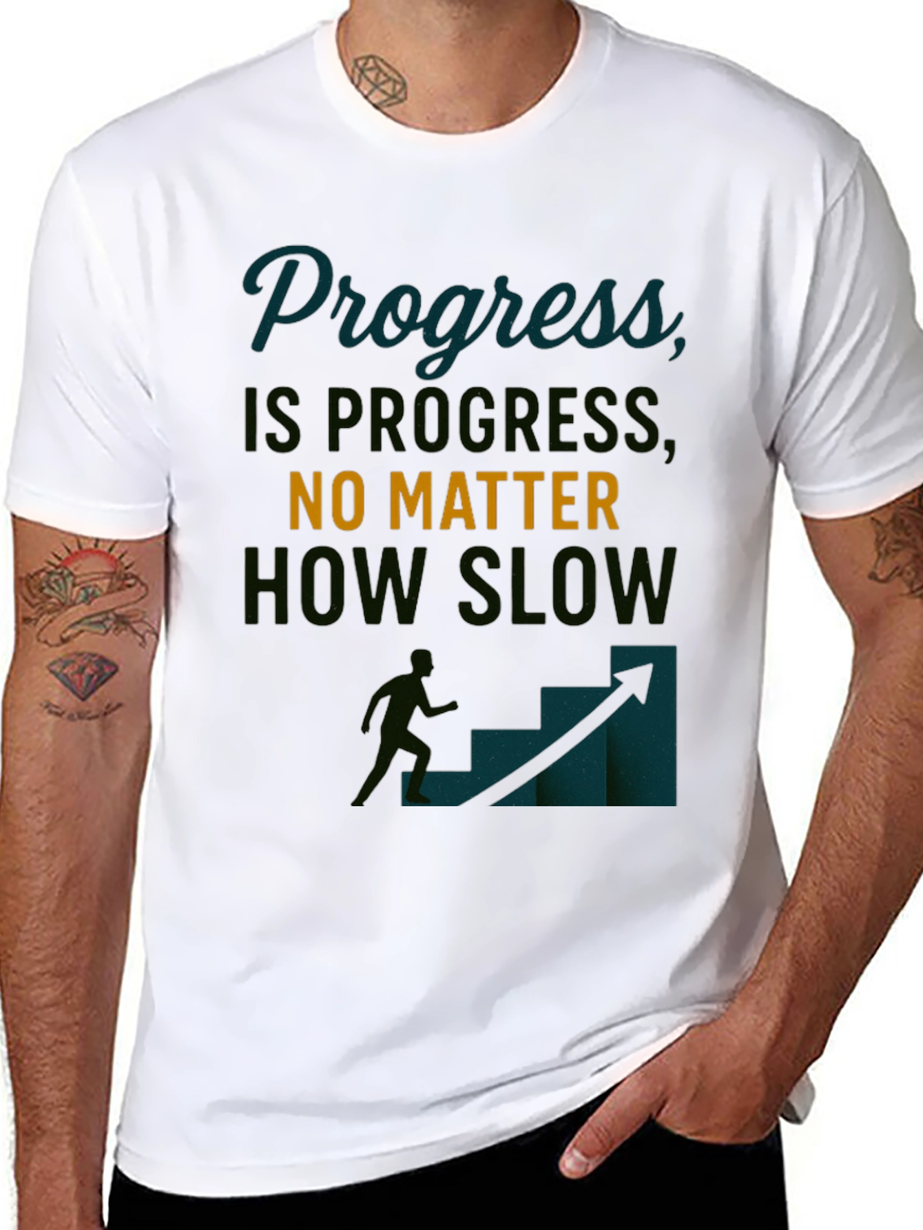 Progress Motivational Black T-Shirt