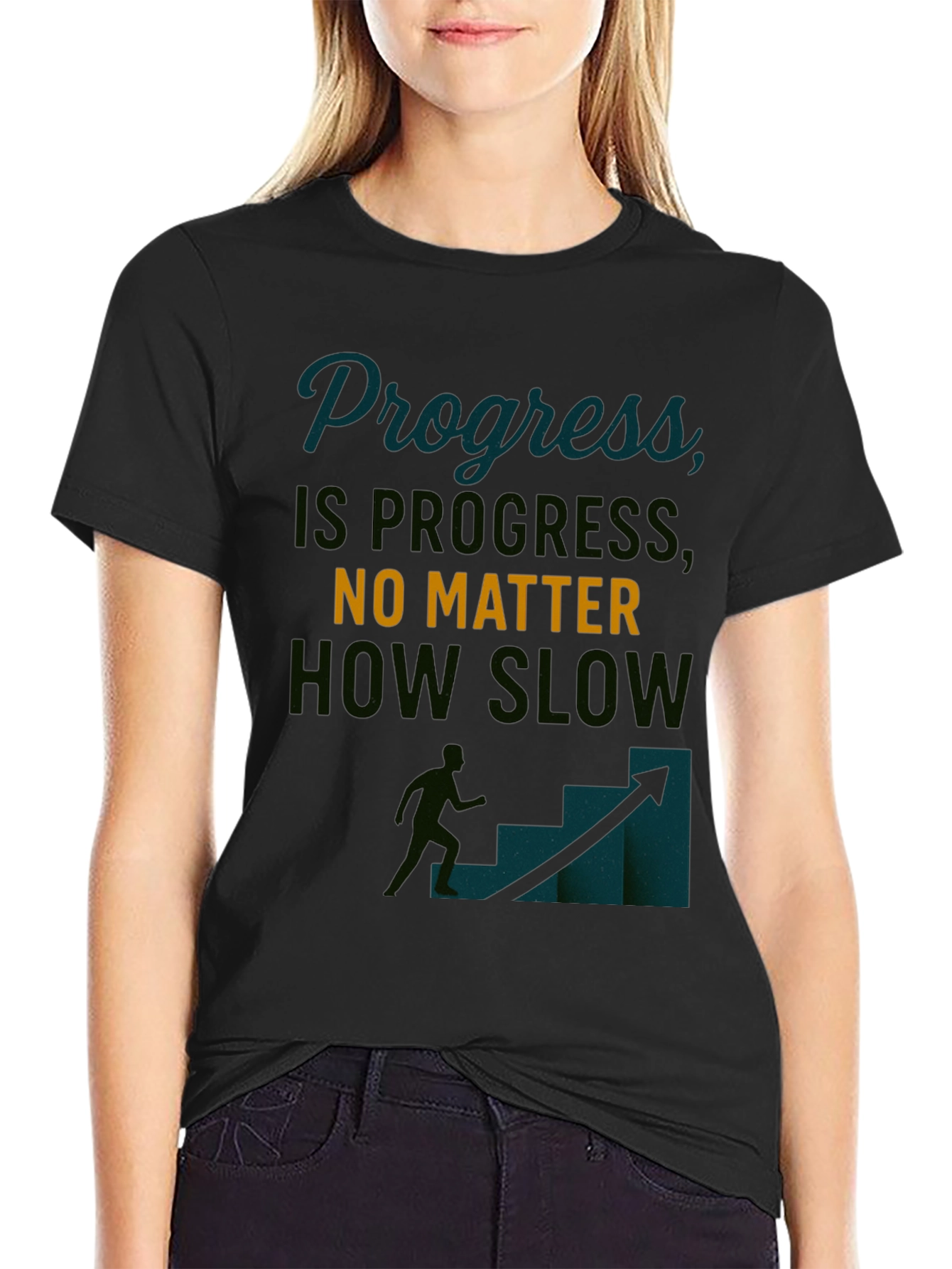Progress Motivational Black T-Shirt